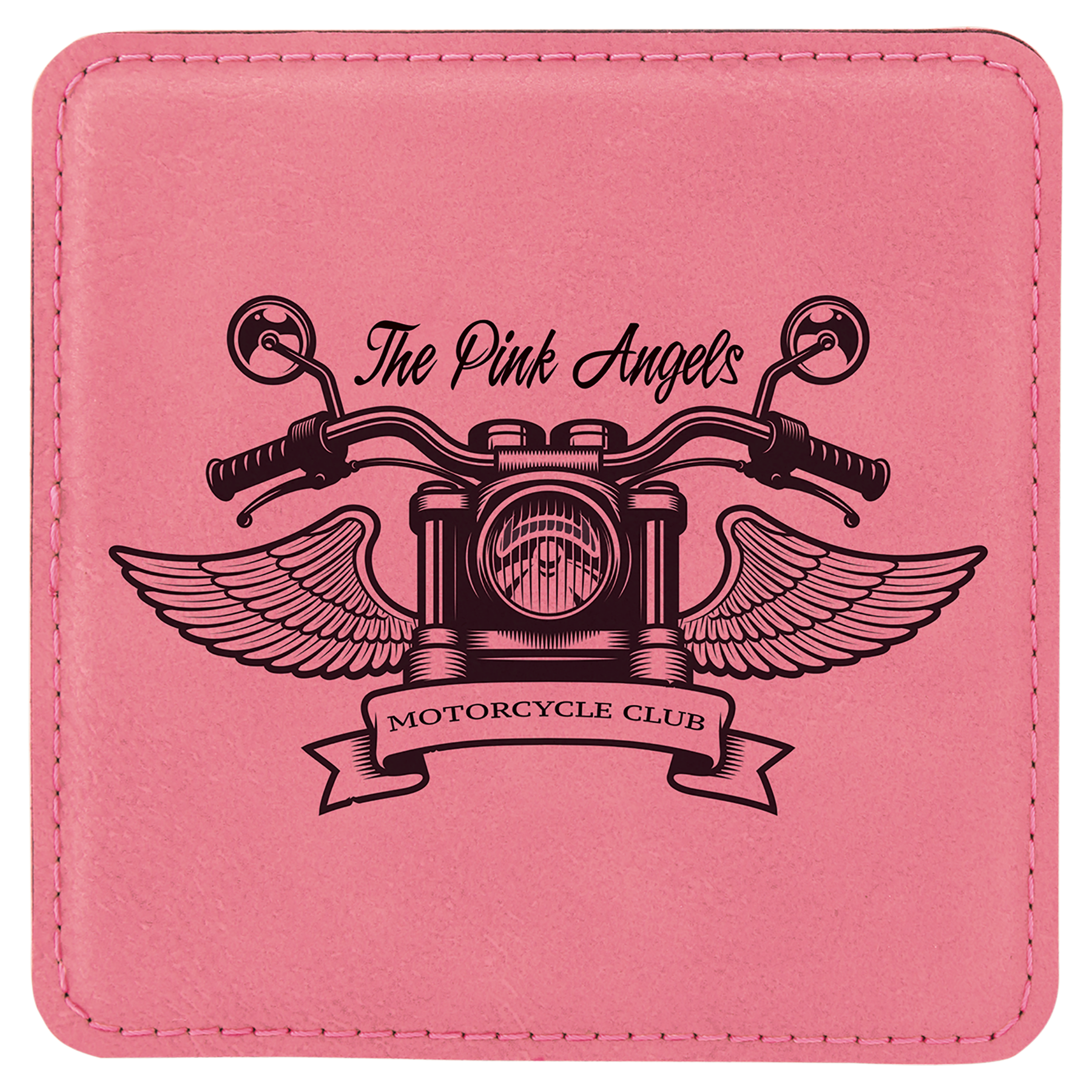 Pink Square Leatherette Coaster