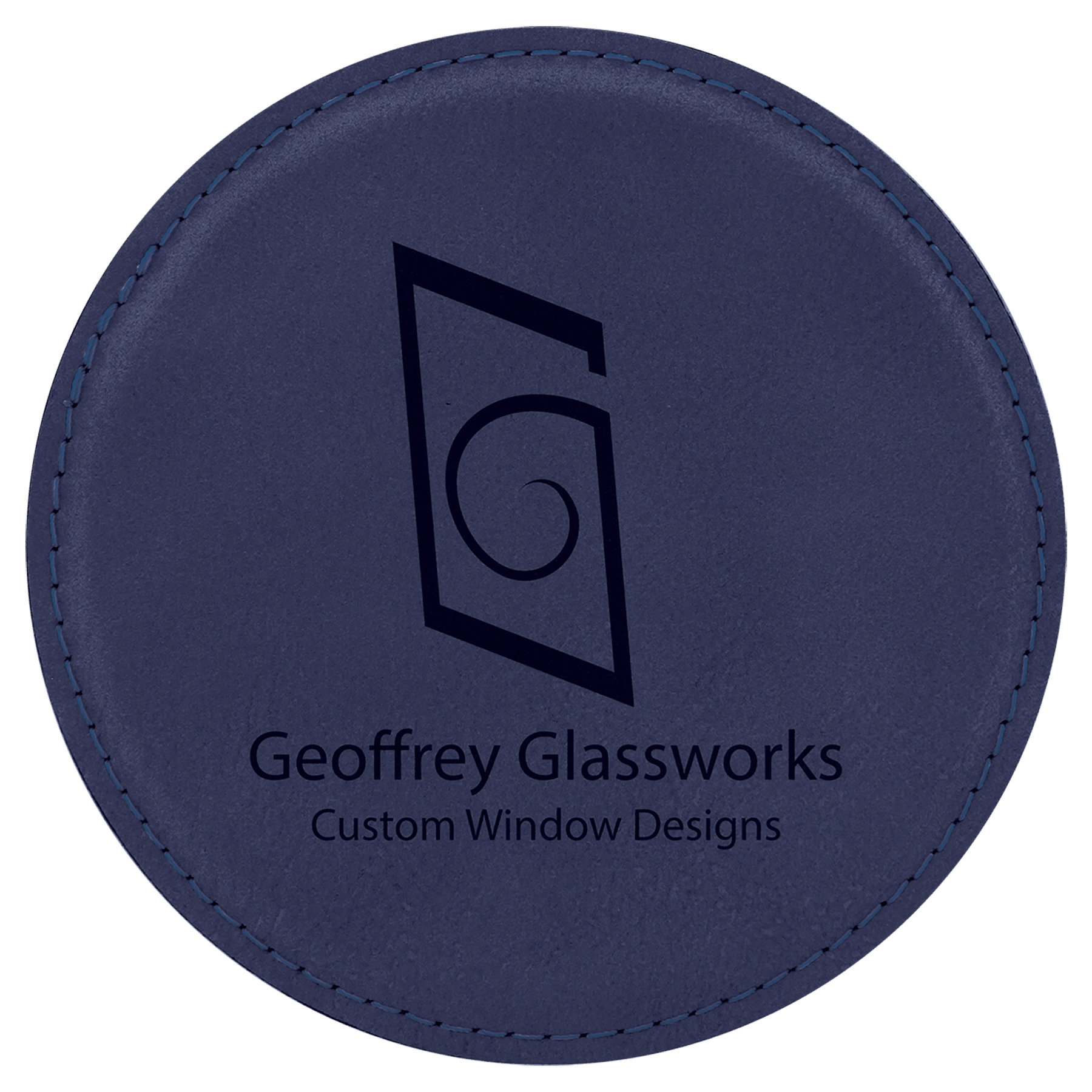 Blue/Black Round Leatherette Coaster