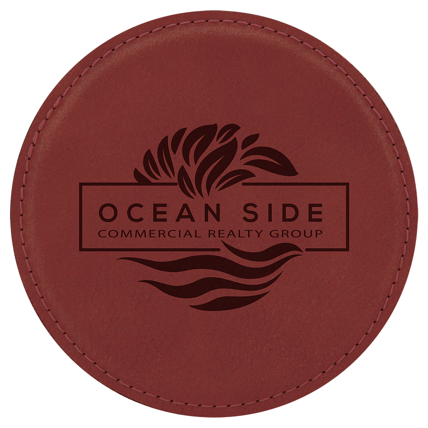 Rose Round Leatherette Coaster