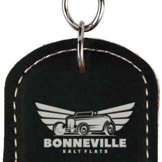 Black/Silver Leatherette Oval Bottle Opener Keychain