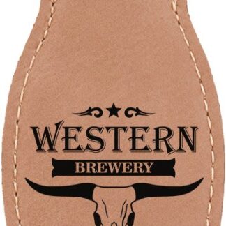 Light Brown Leatherette Magnetic Bottle Opener