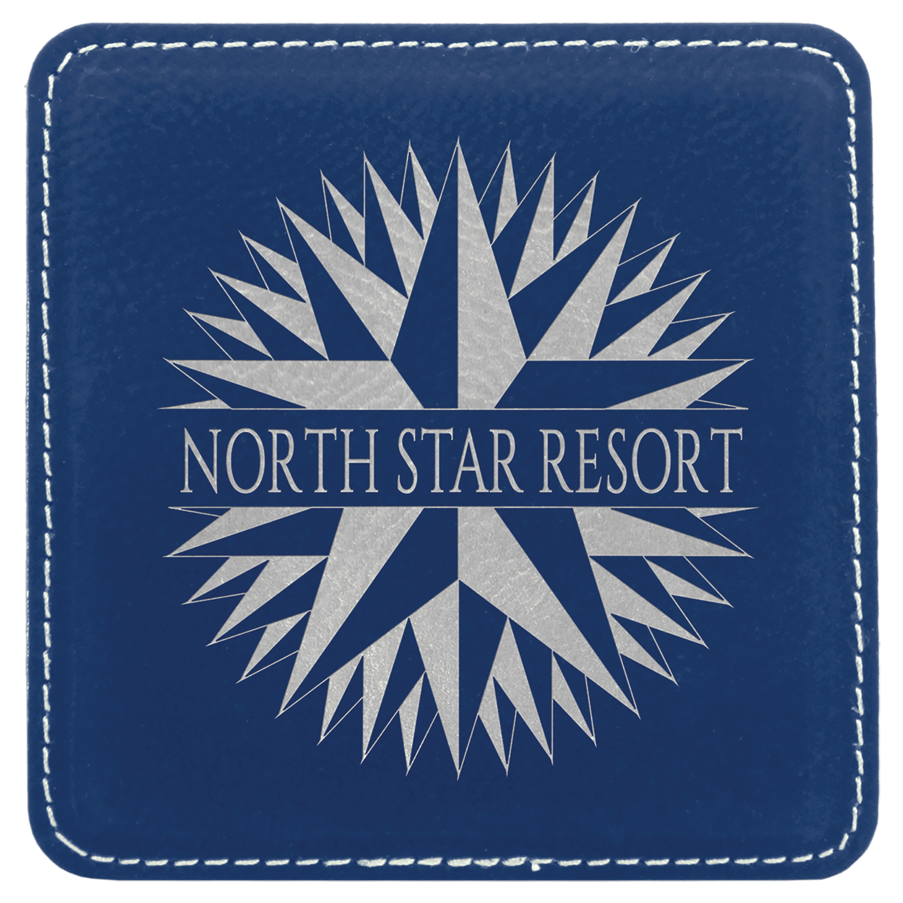 Blue/Silver Square Leatherette Coaster