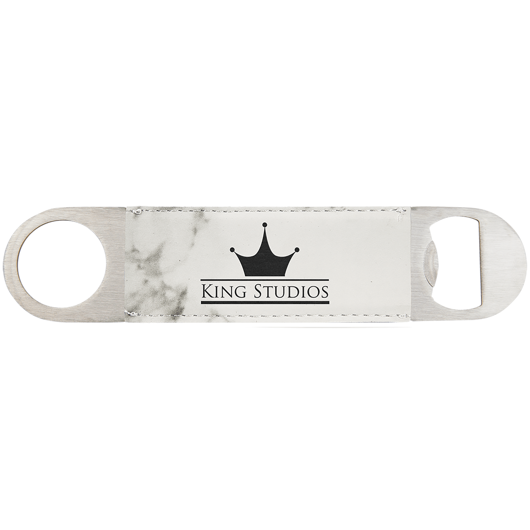 White Marble Leatherette Bottle Opener