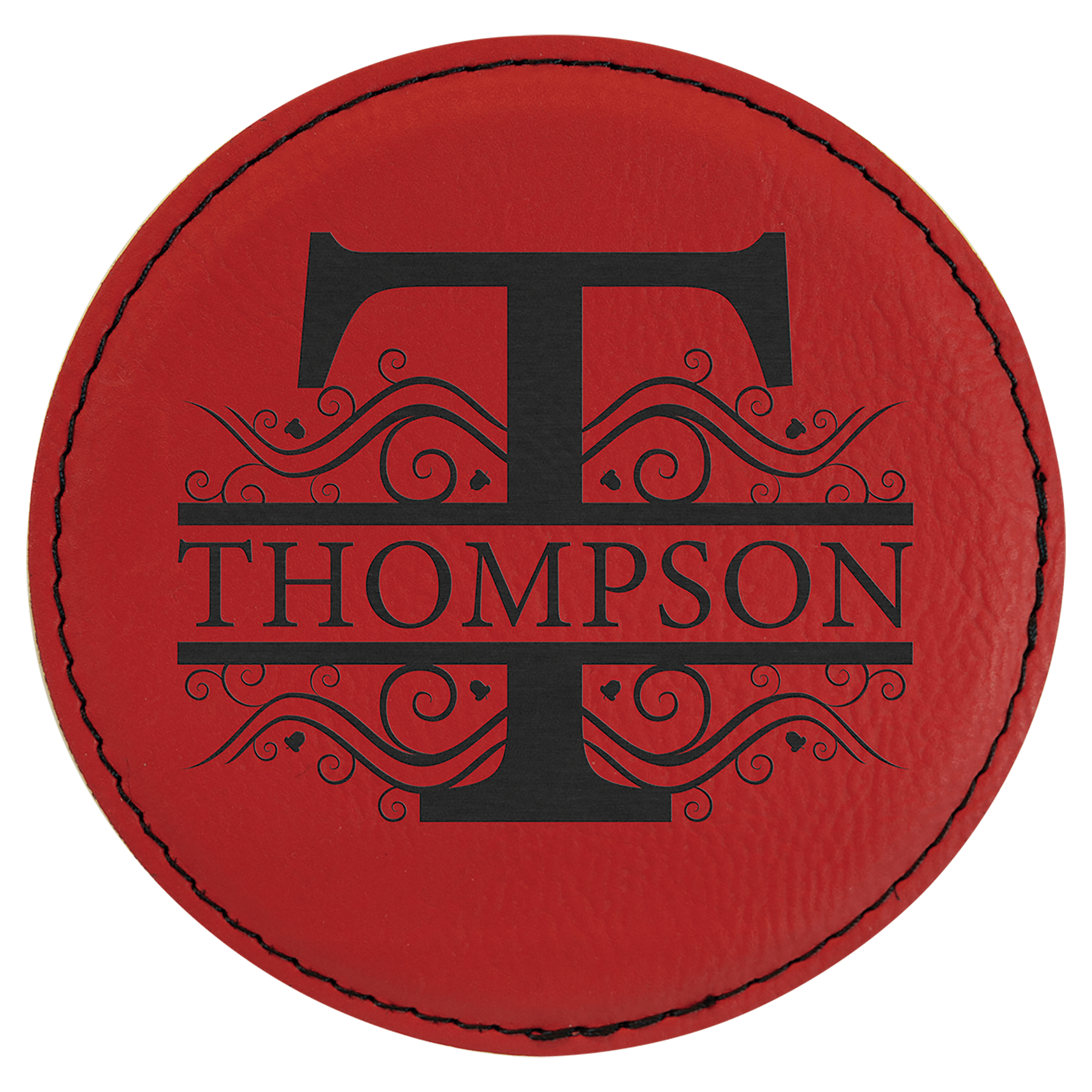 Red Round Leatherette Coaster