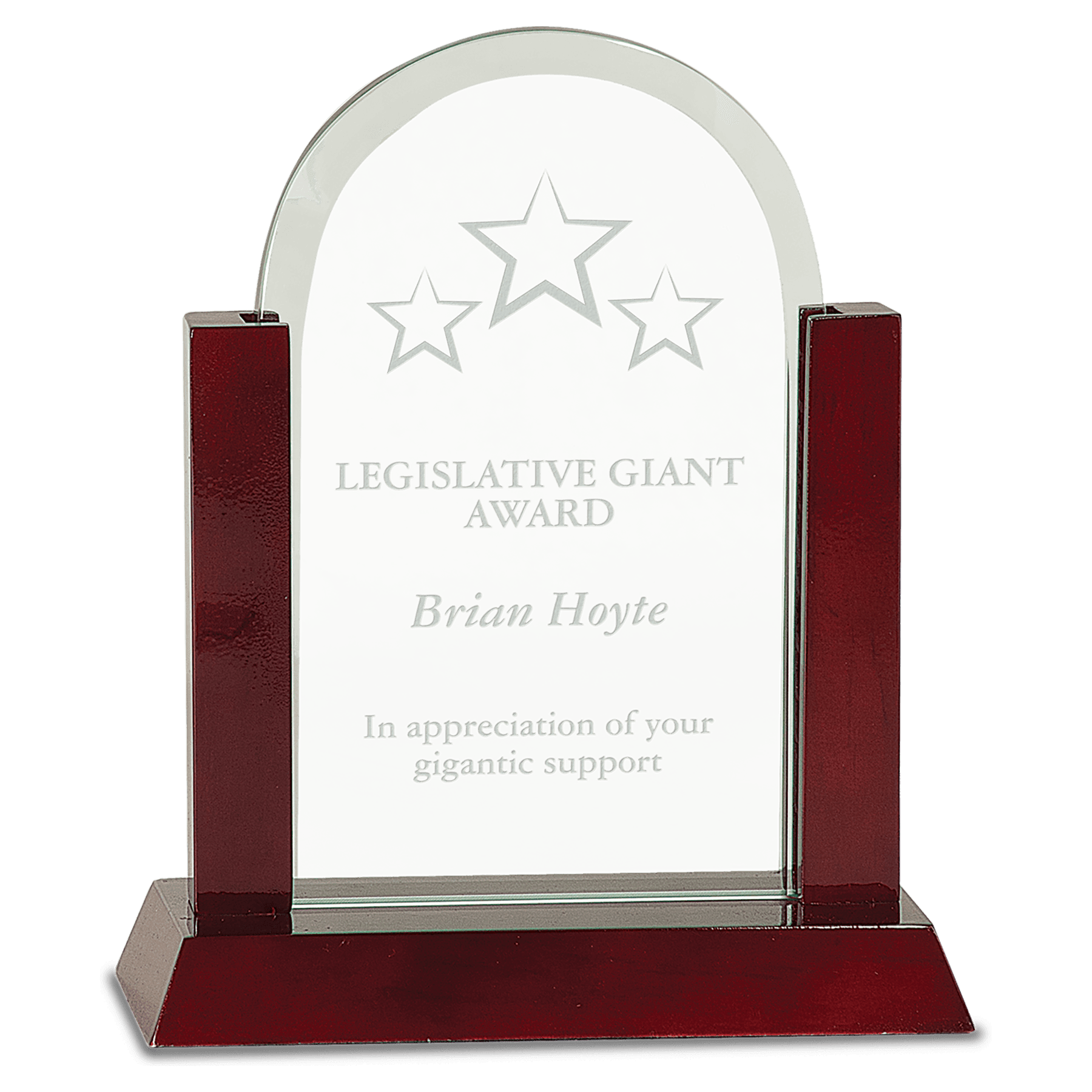 Medium Gateway Jade Dome Glass Award with Rosewood Finish Base