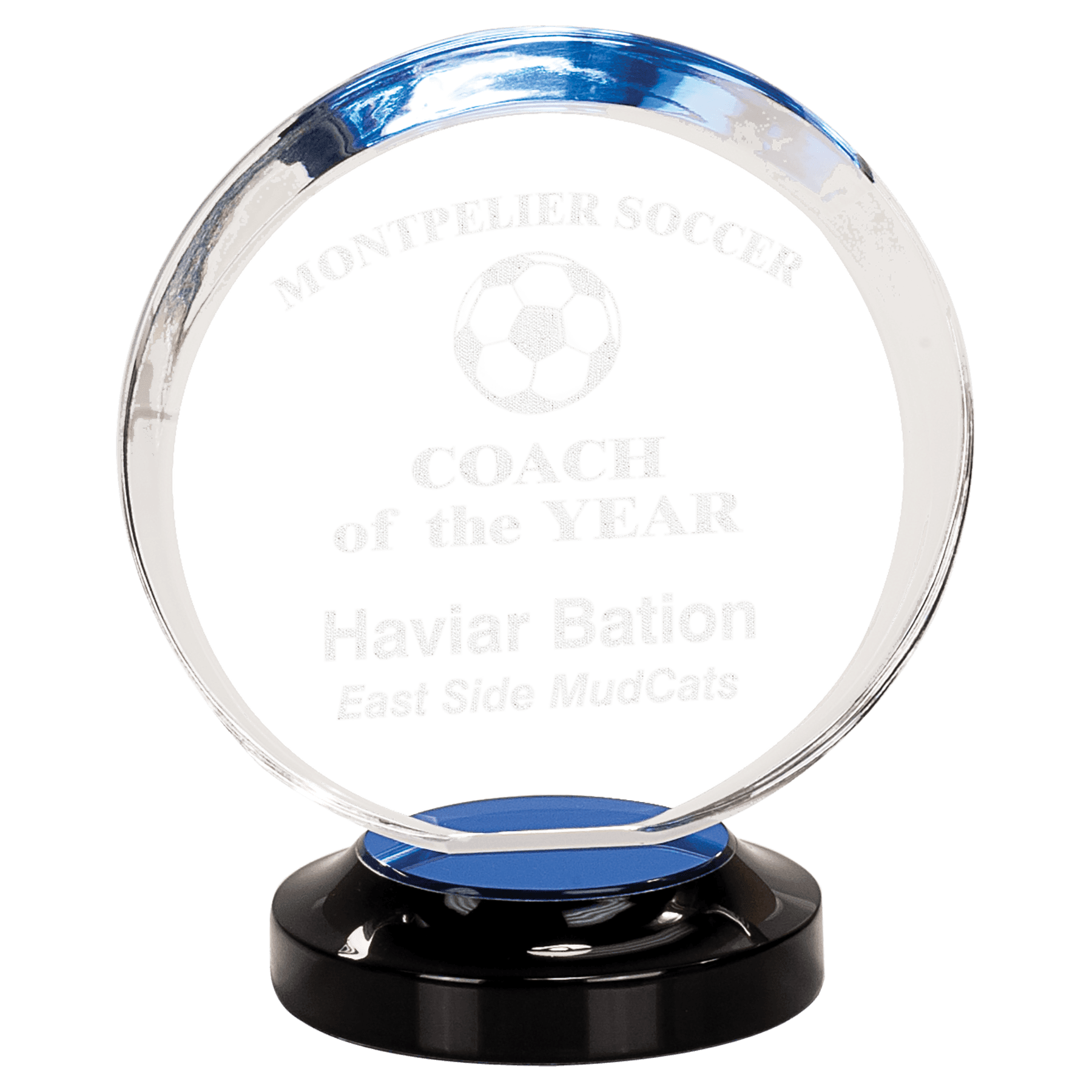 7" Blue Round Halo Acrylic with Base