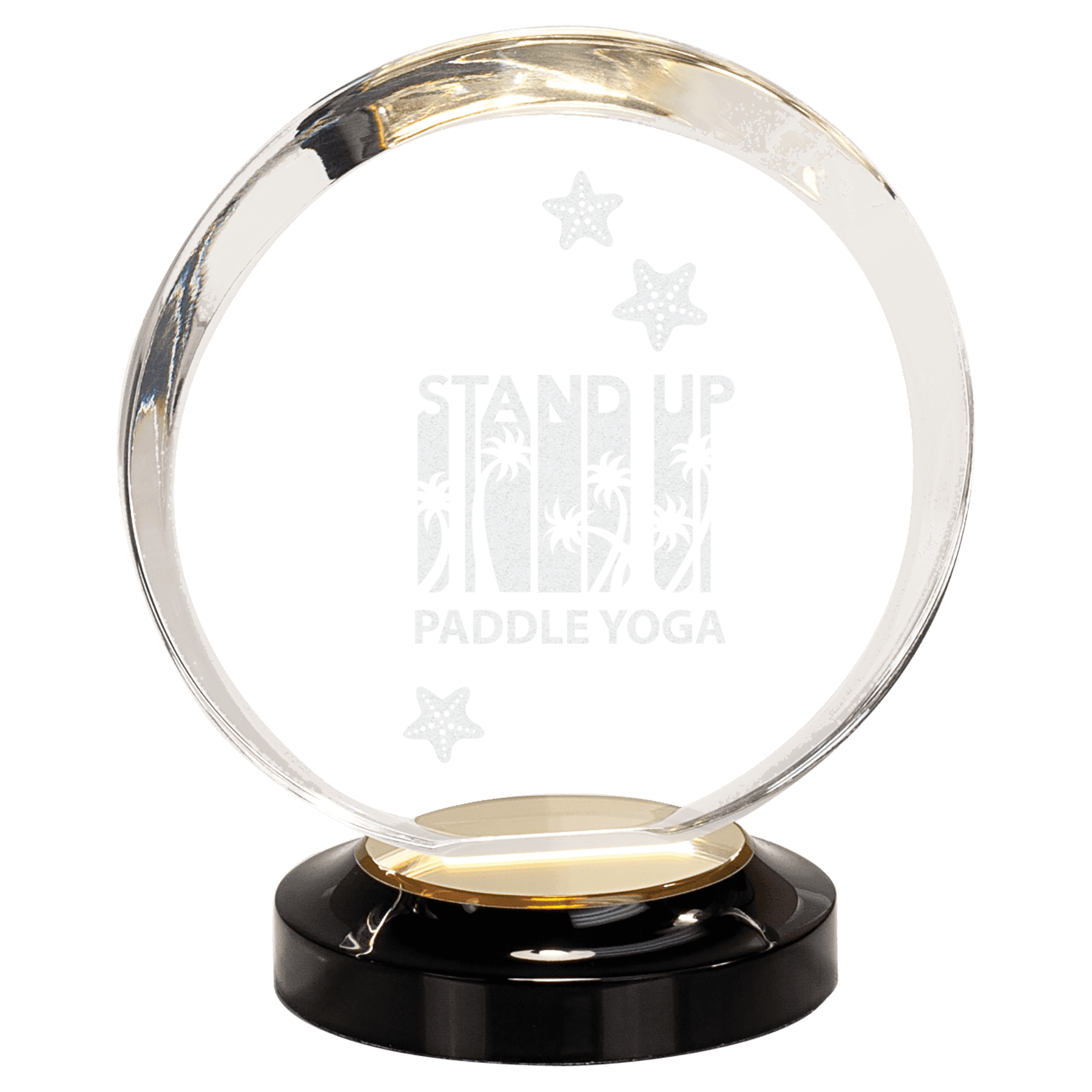 7" Gold Round Halo Acrylic with Base