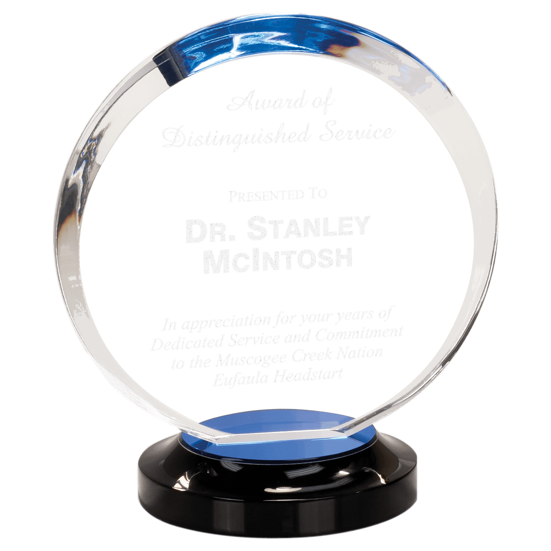 8" Blue Round Halo Acrylic with Base