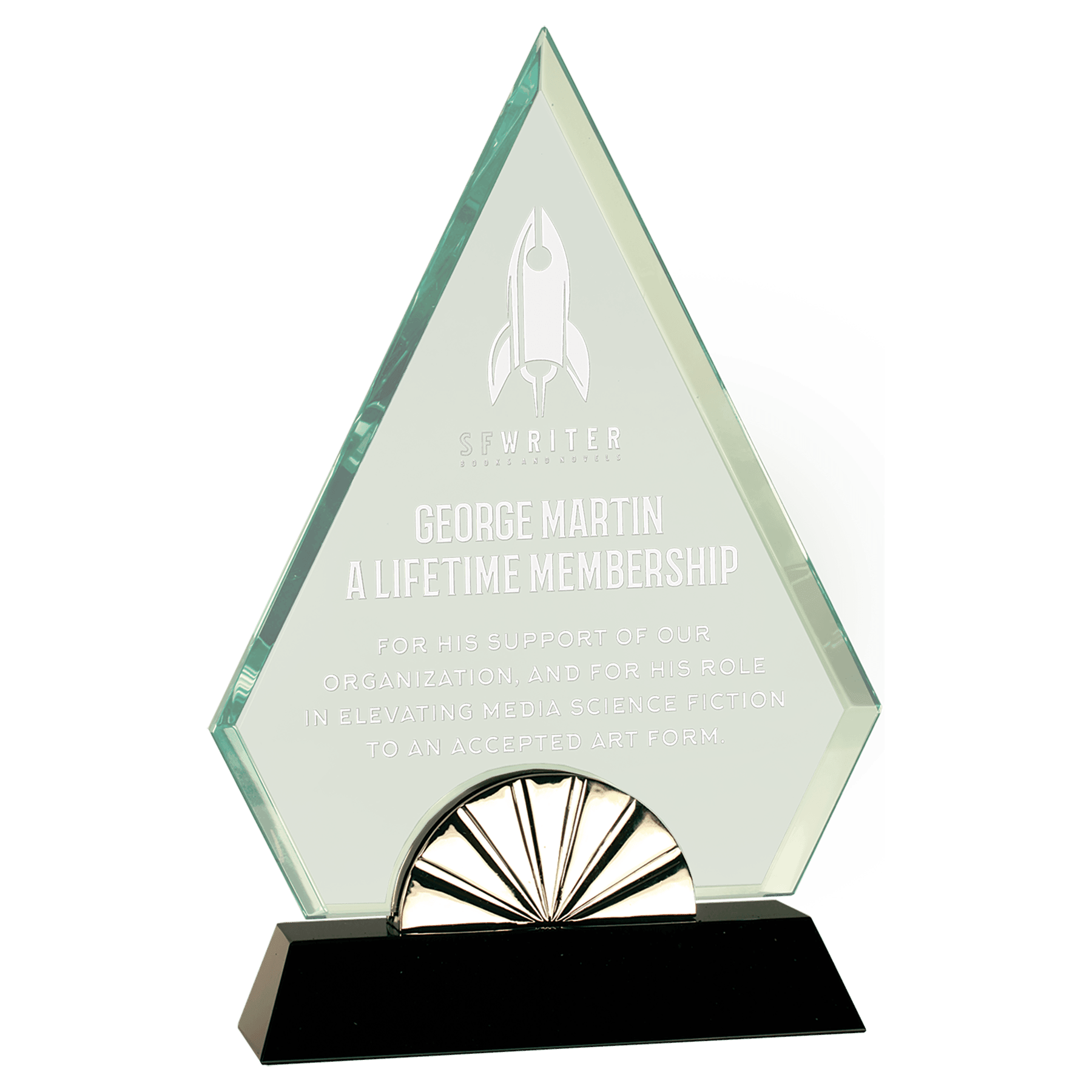 Large Diamond Horizon Glass with Black Base