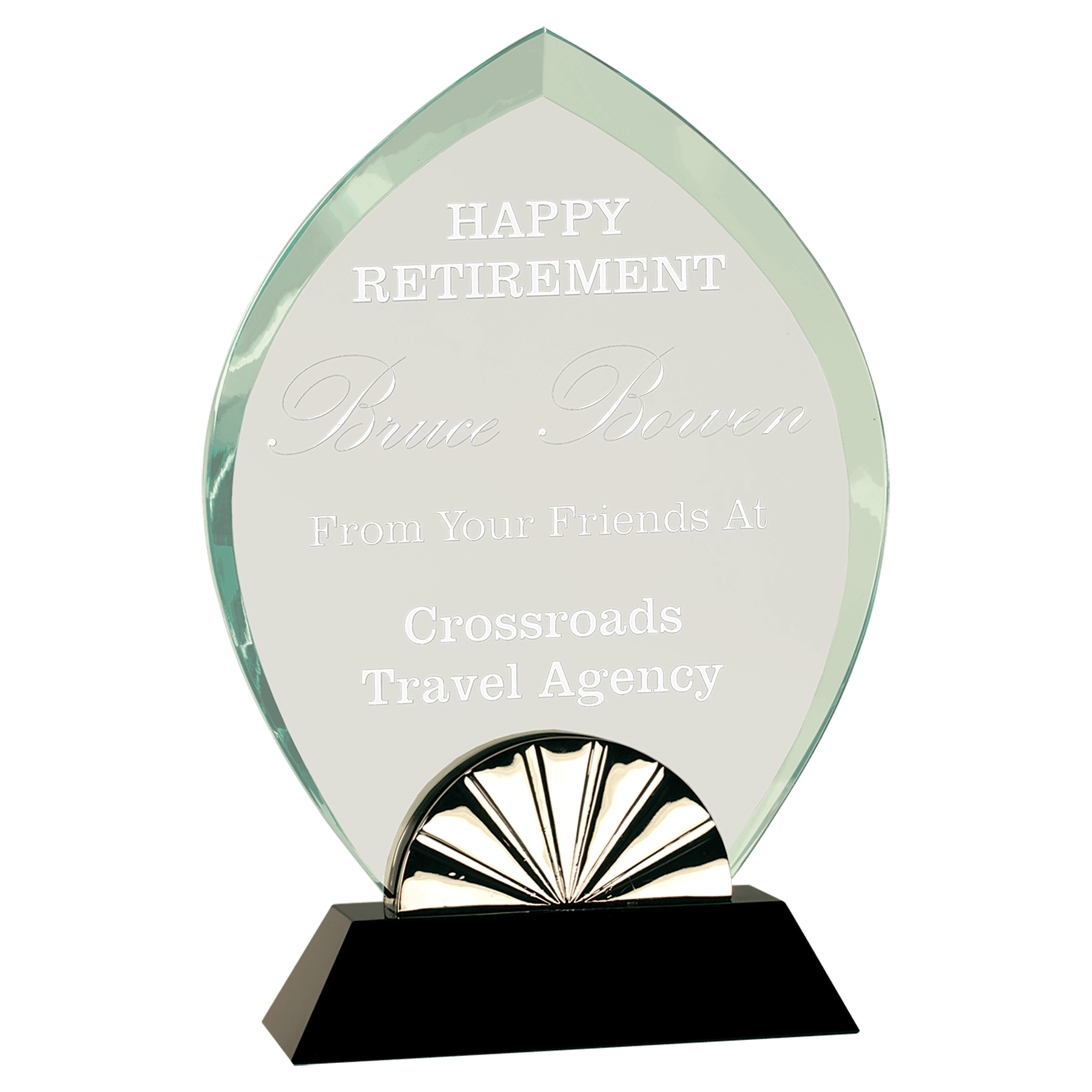 Large Oval Horizon Glass with Black Base