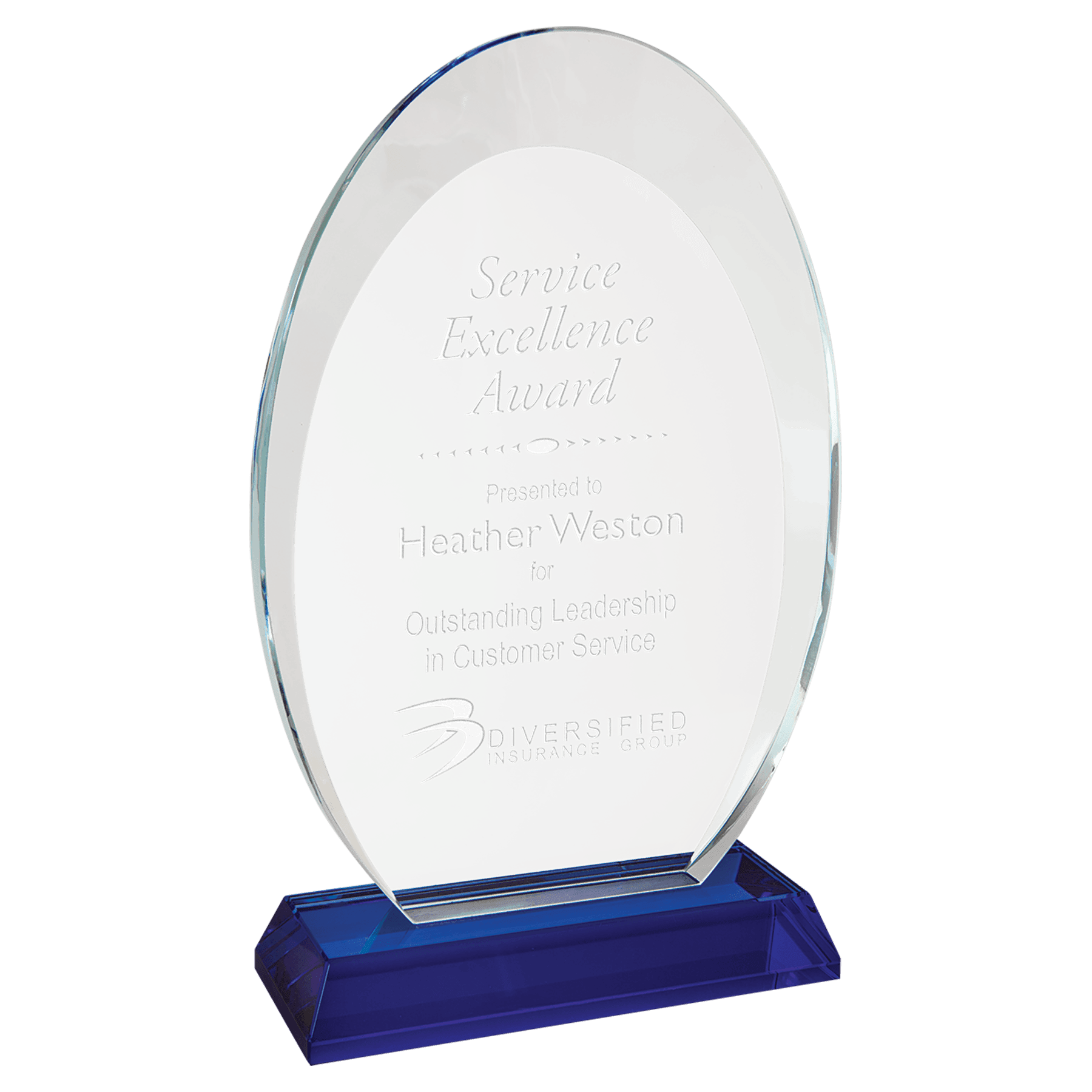 Small Oval Halo Glass with Blue Base