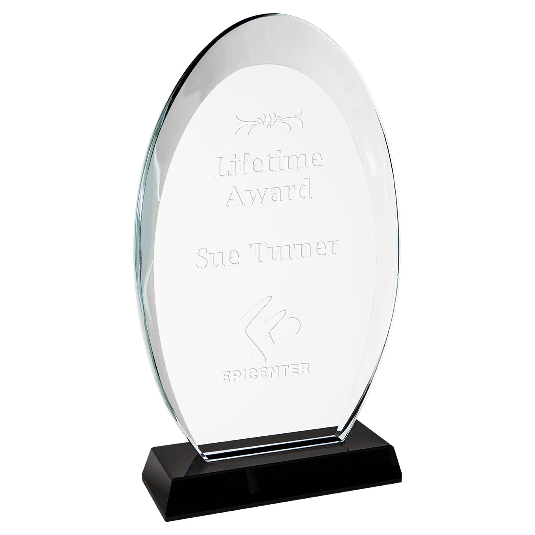 Large Oval Halo Glass with Black Base