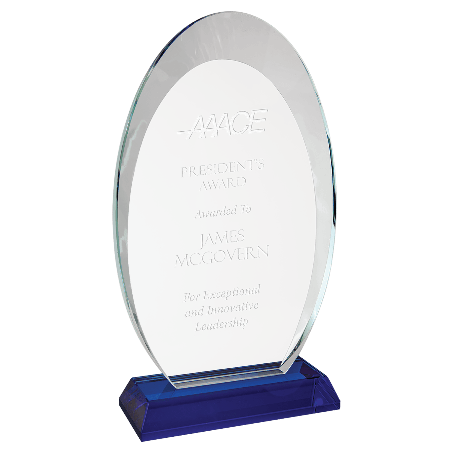 Large Oval Halo Glass with Blue Base