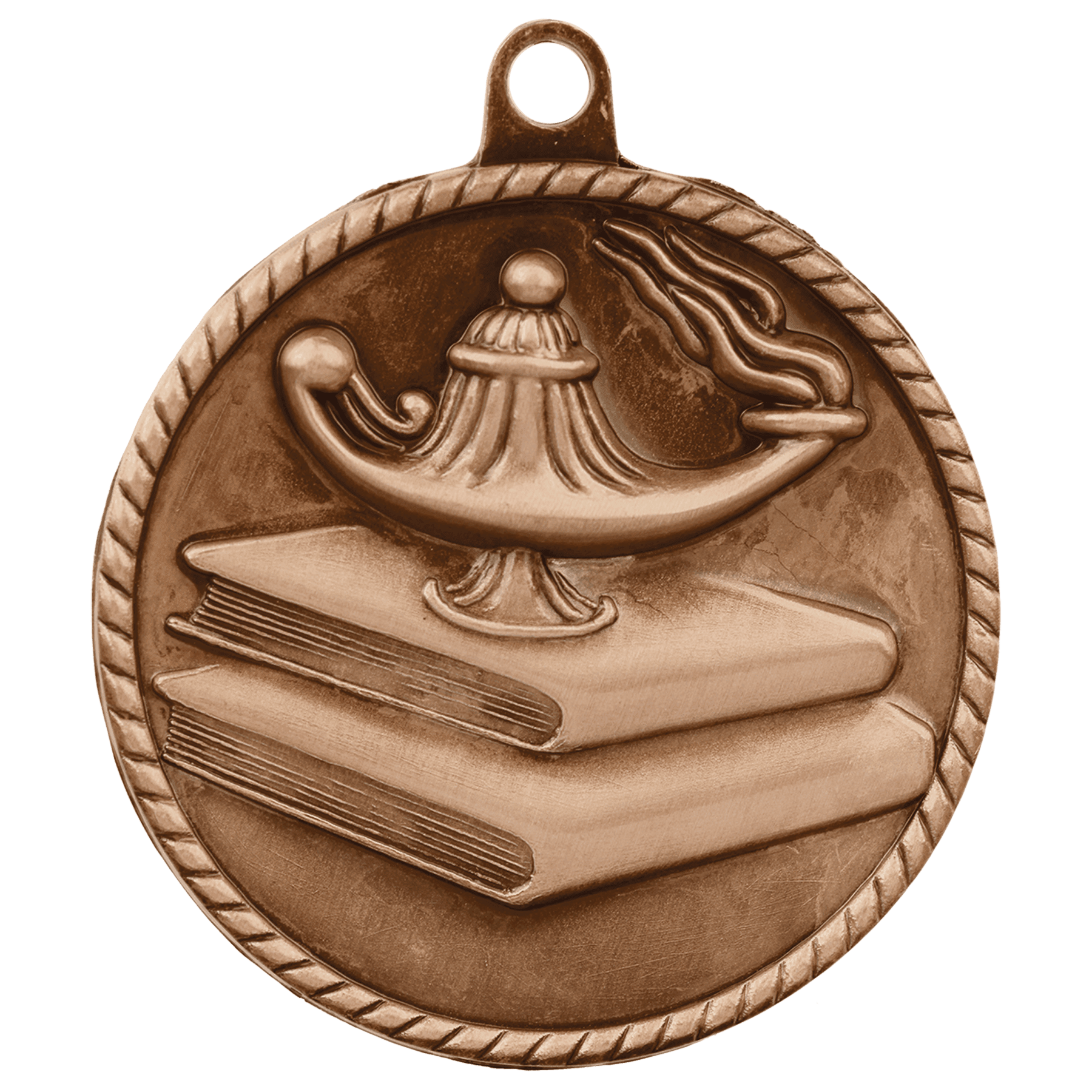 Lamp of Knowledge High Relief Medal-Bronze