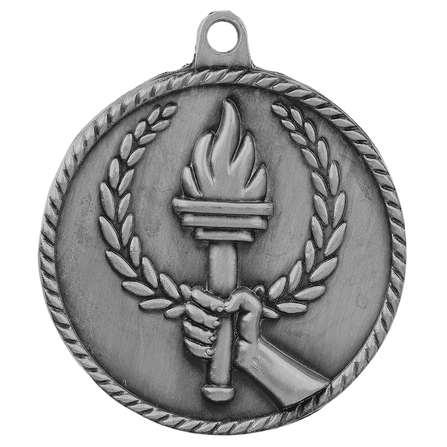 Torch High Relief Medal-Silver