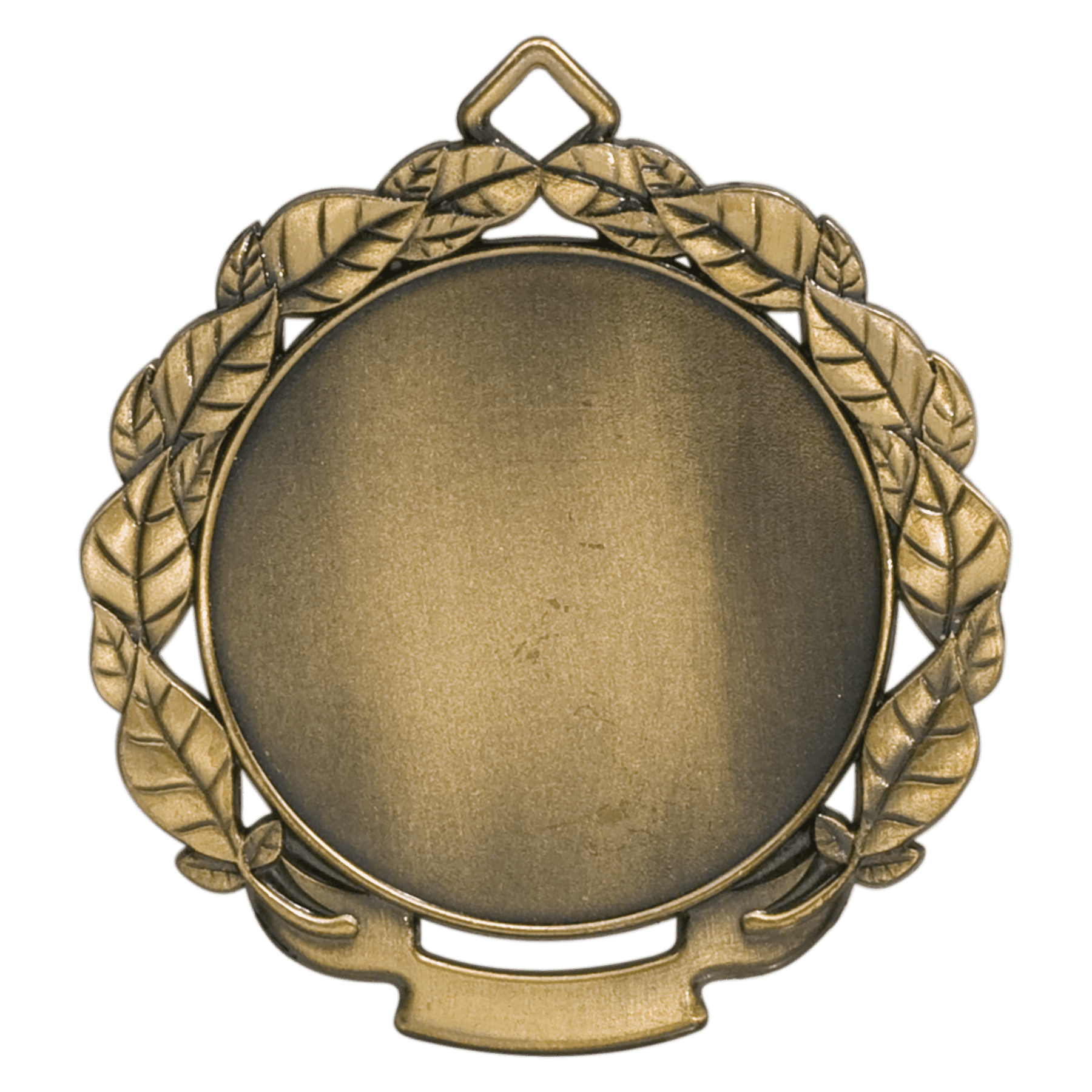 Leaf 2" Insert Holder Medal-Antique Gold (Insert Not Incuded)