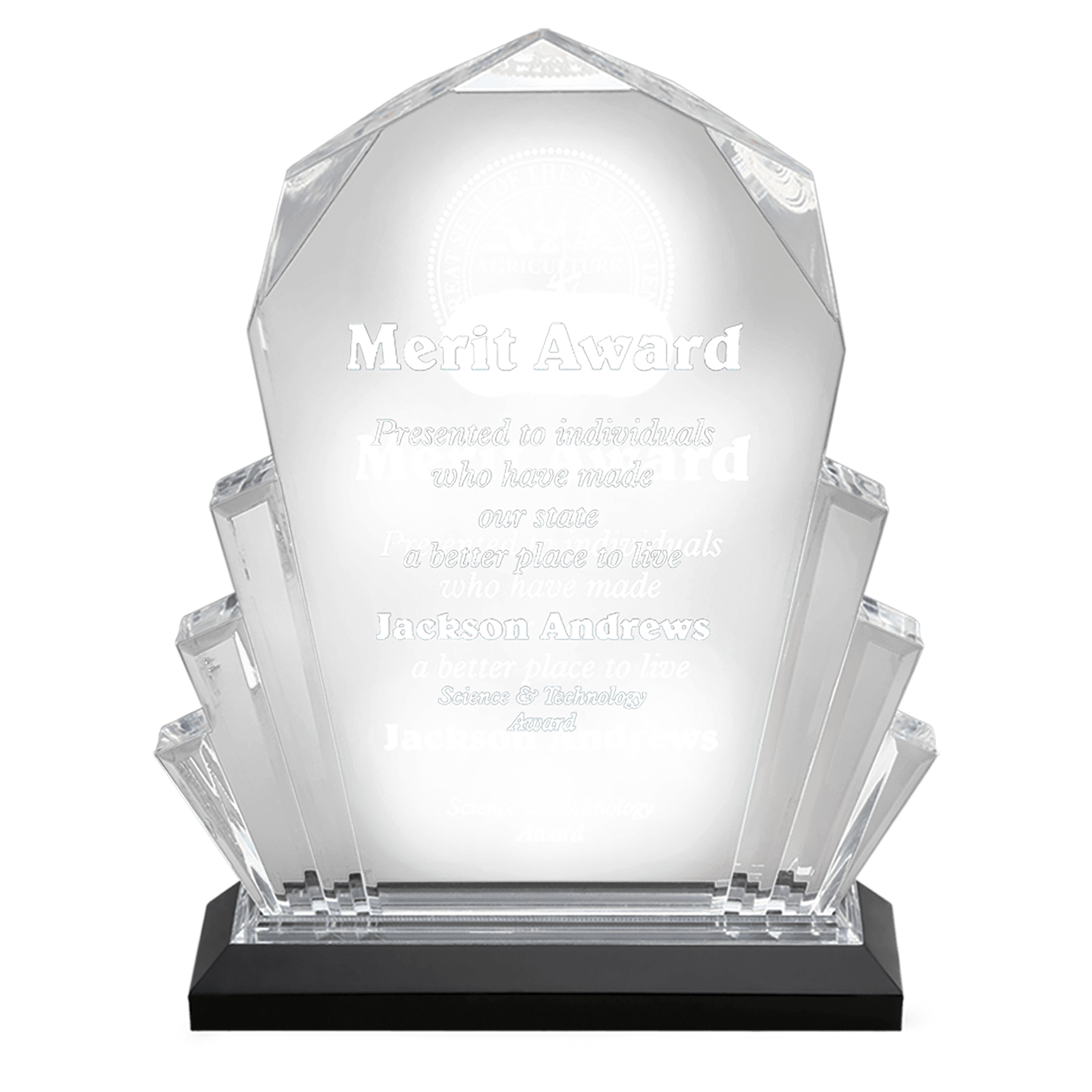 9" Silver Faceted Impress Acrylic with Base