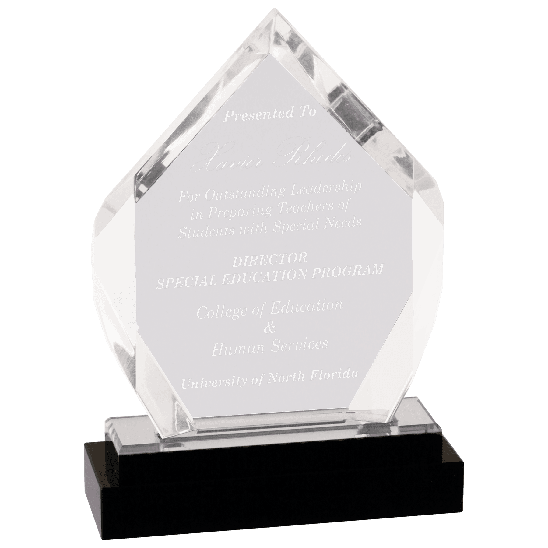 7" Silver Fusion Diamond Impress Acrylic w/ Black Crystal Base