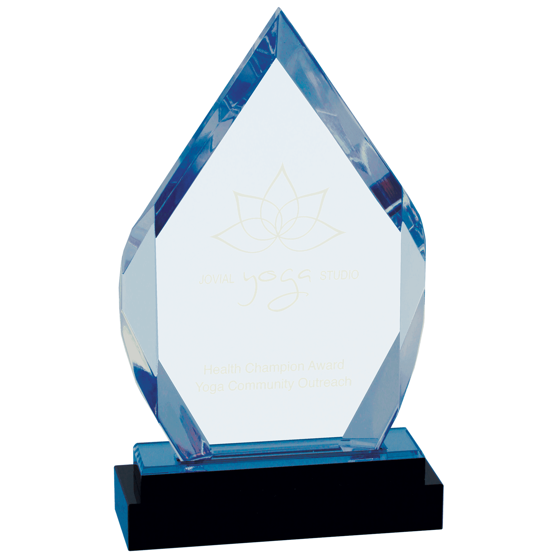 8" Blue Fusion Diamond Impress Acrylic with Black Crystal Base