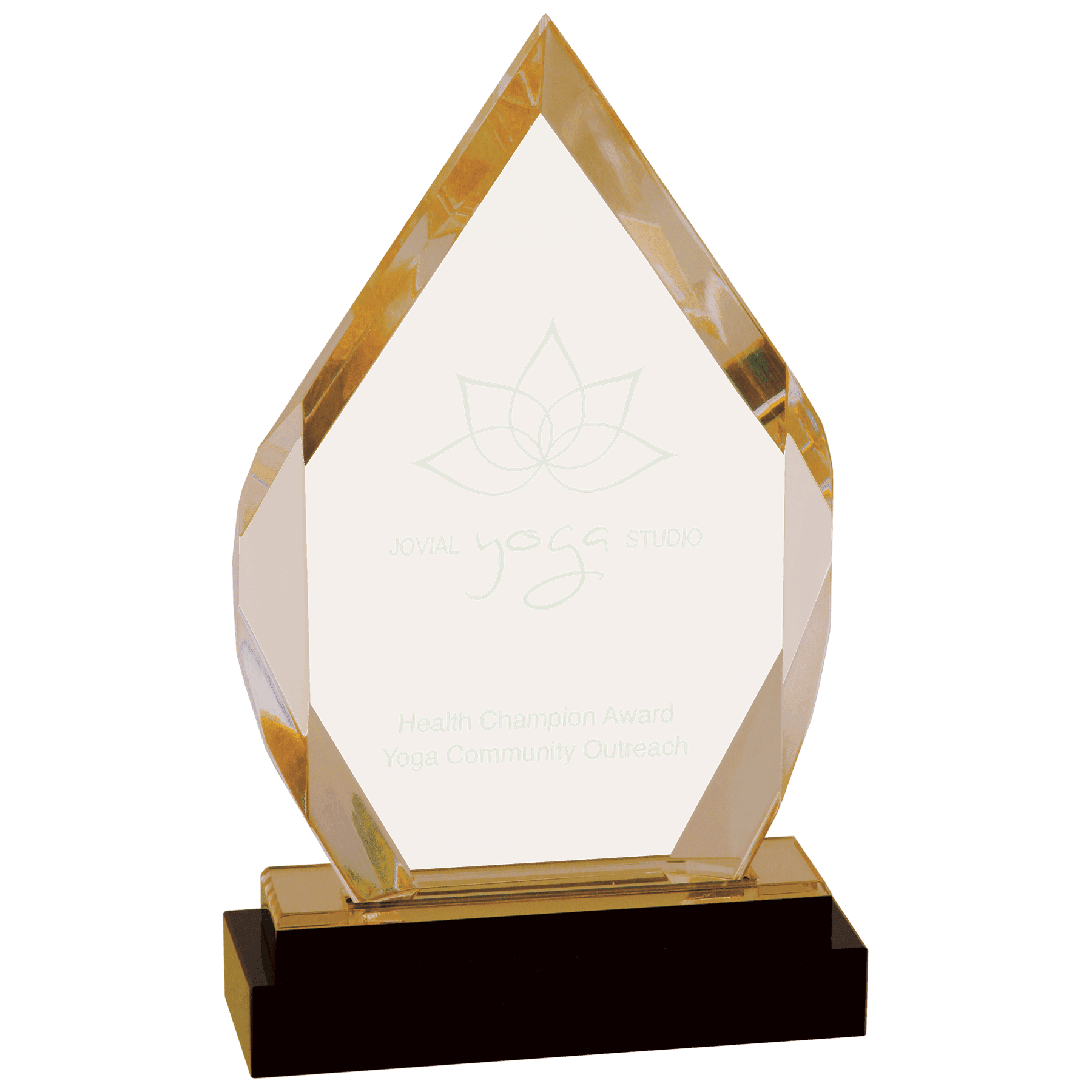 8" Gold Fusion Diamond Impress Acrylic with Black Crystal Base