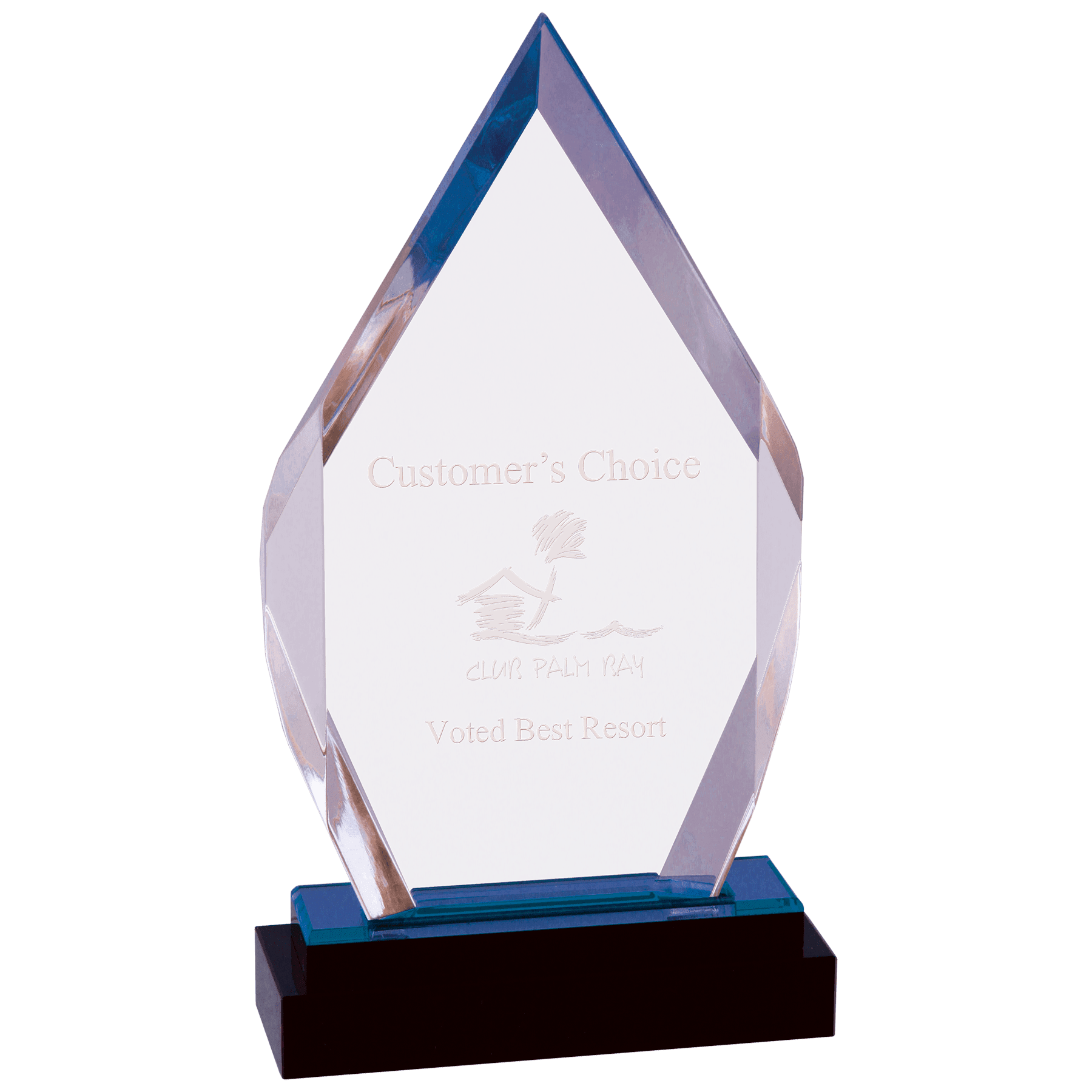 9" Blue Fusion Diamond Impress Acrylic with Black Crystal Base