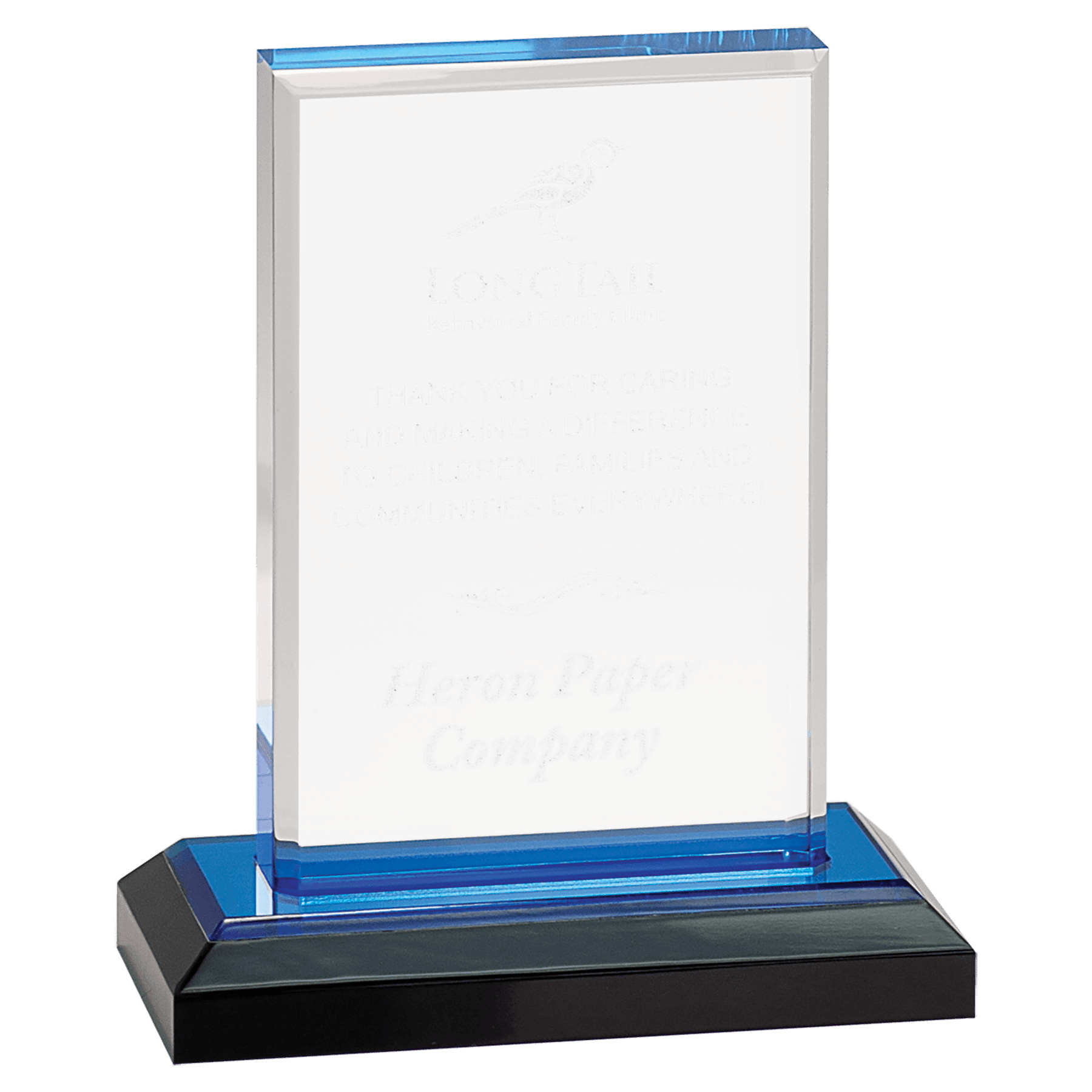 6" Blue Beveled Impress Acrylic with Base