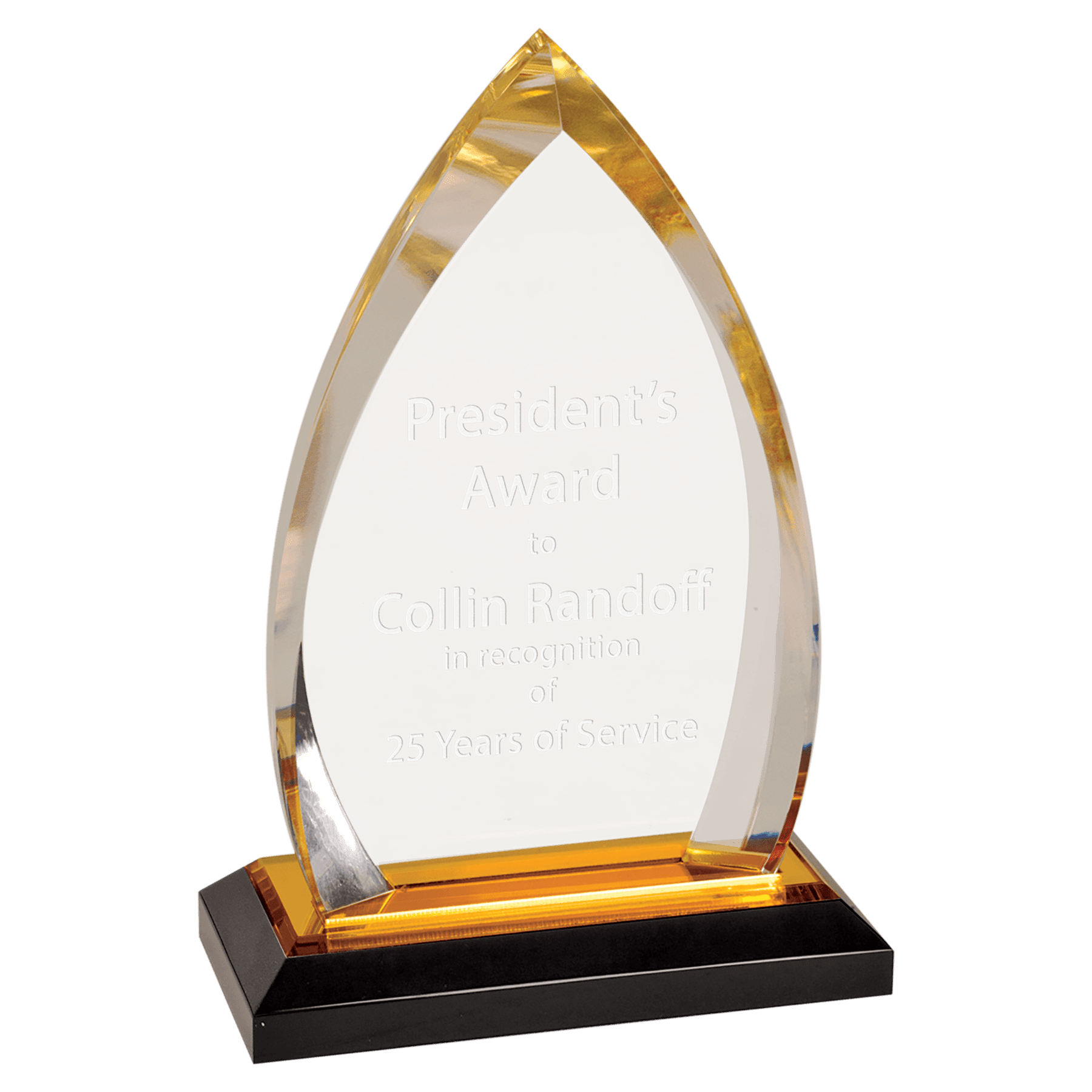 7 3/4" Gold Oval Impress Acrlyic with Base