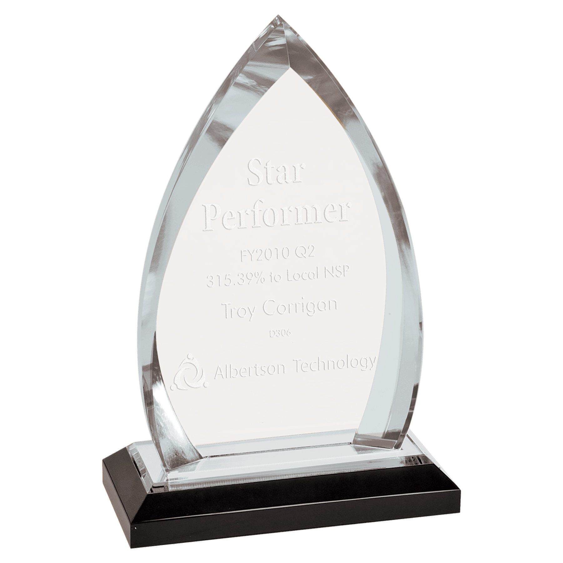 7 3/4" Silver Oval Impress Acrlyic with Base