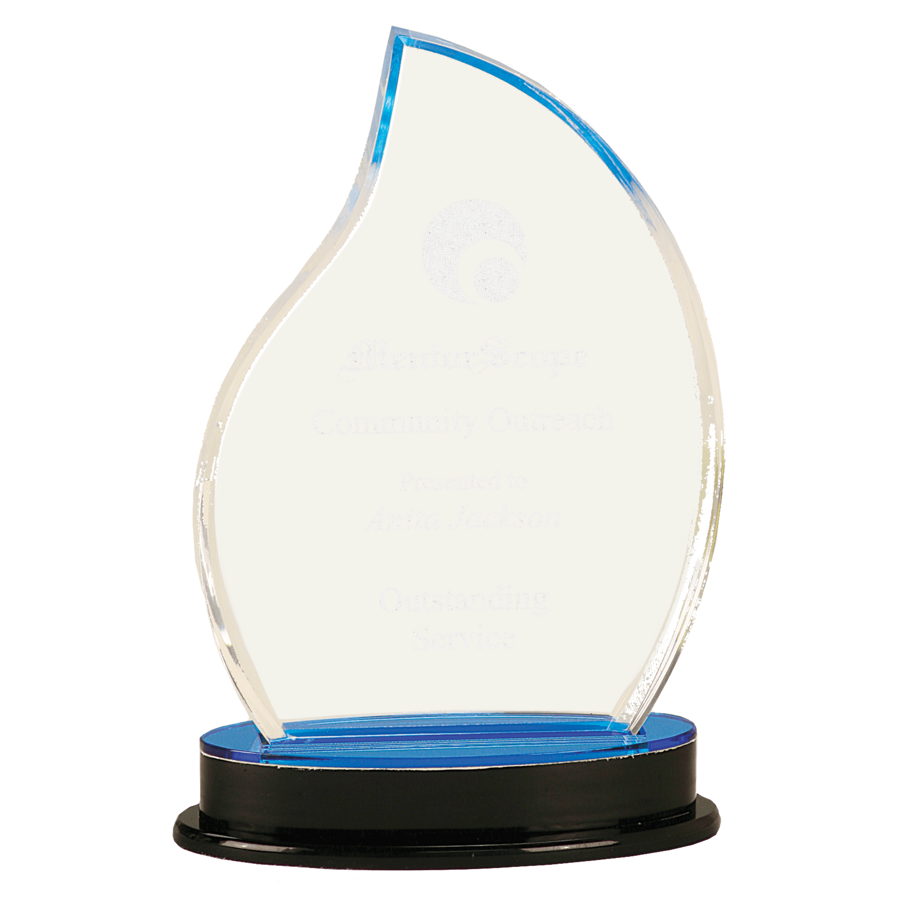 8 1/4" Blue Flame Impress Acrylic with Base