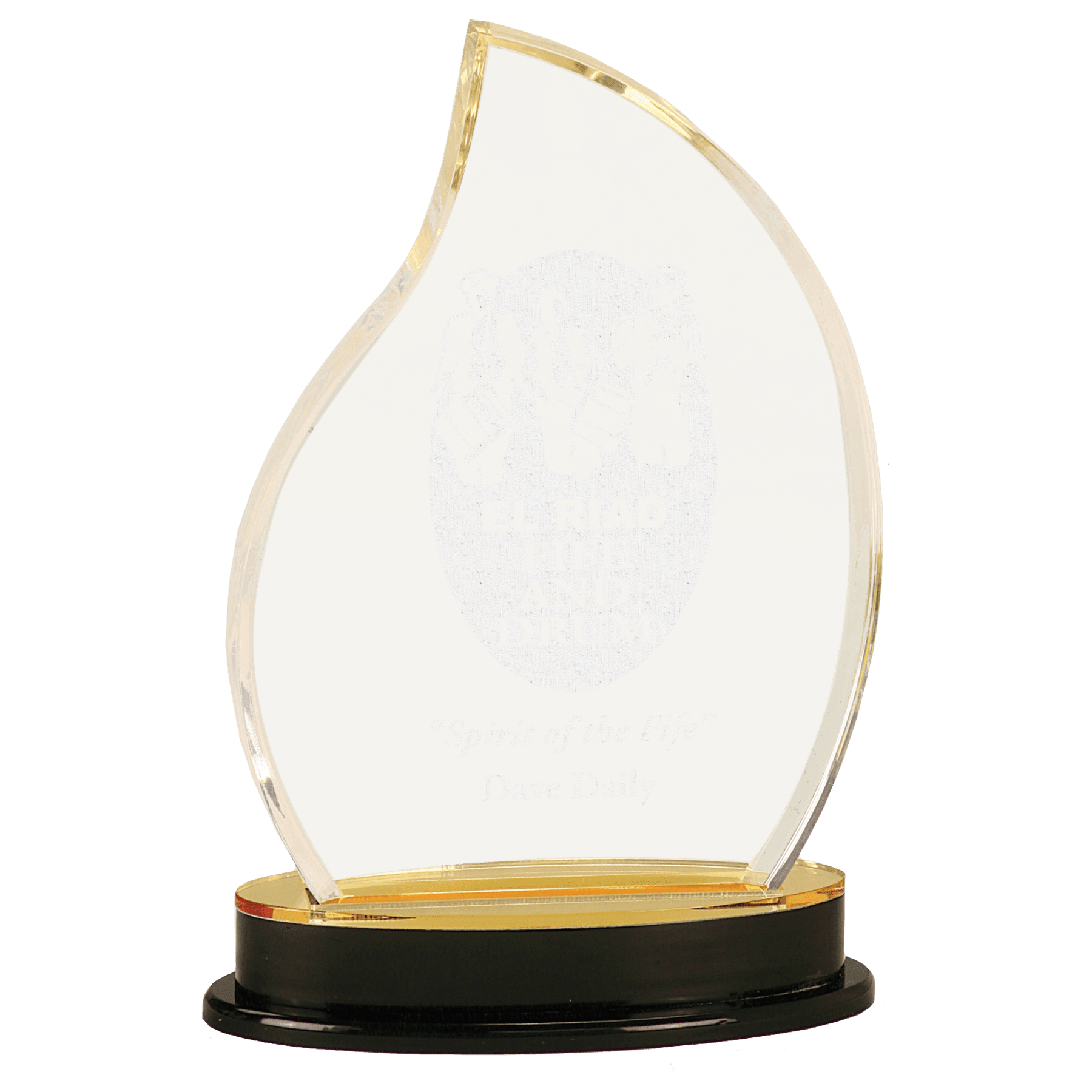 8 1/4" Gold Flame Impress Acrylic with Base