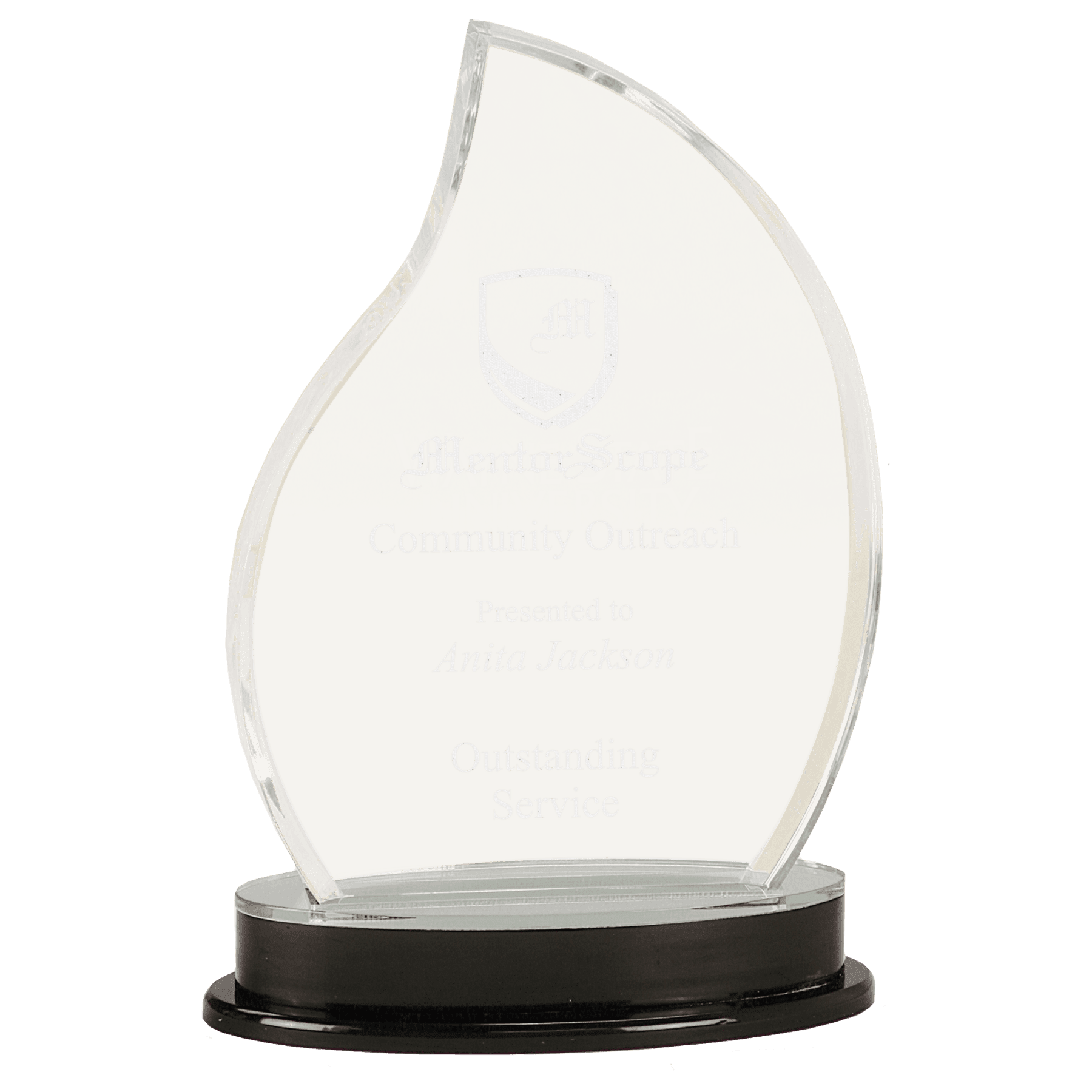 8 1/4" Silver Flame Impress Acrylic with Base