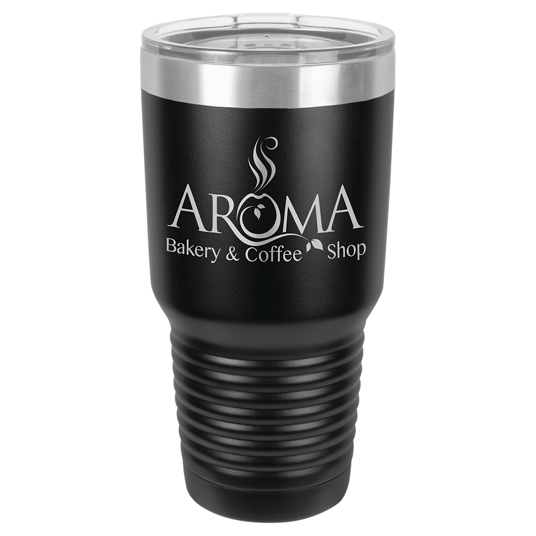 Black with Silver Ring 30 oz. Polar Camel Ringneck Tumbler with Lid