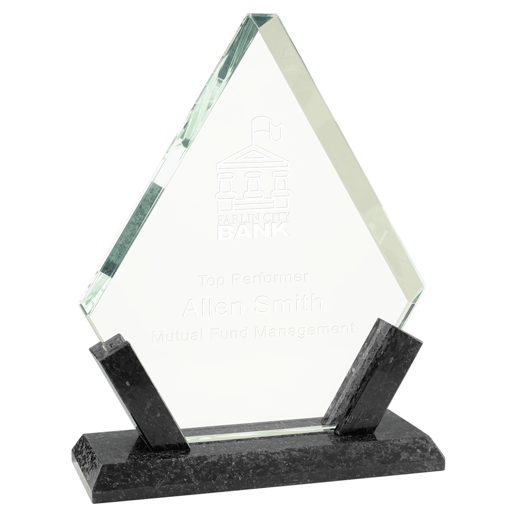 Small Diamond Glass with Black Marble Base