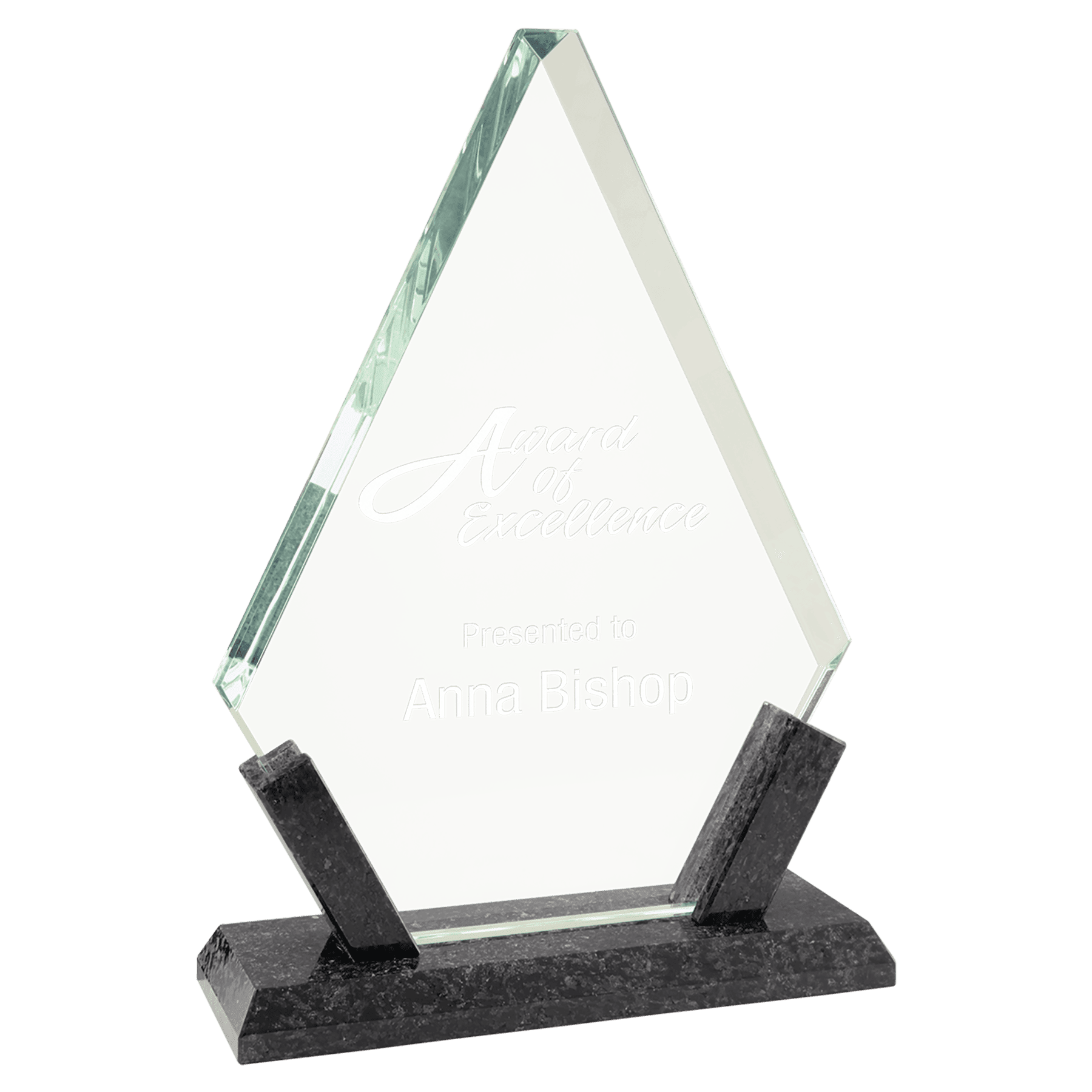 Large Diamond Glass with Black Marble Base