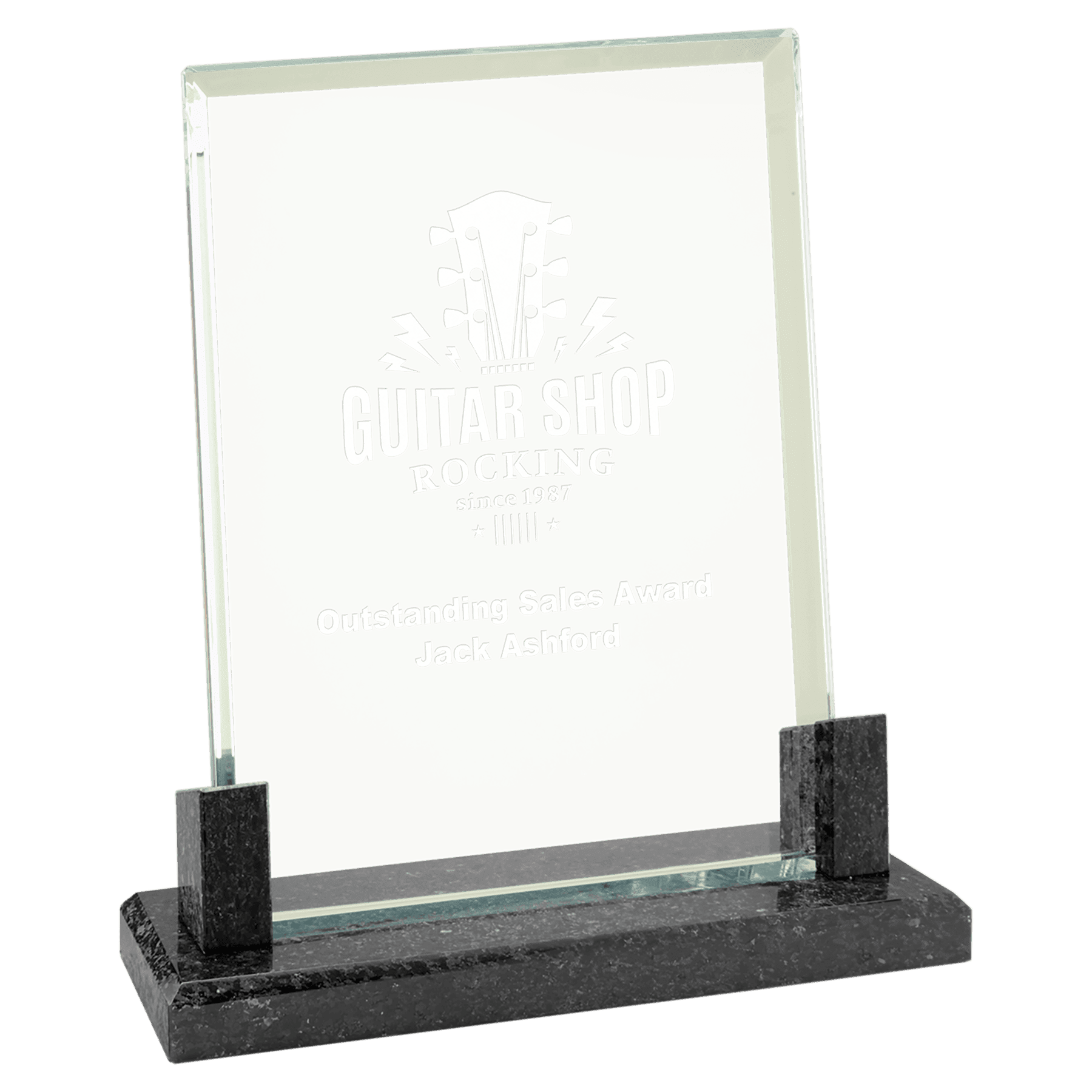 Small Rectangle Glass with Black Marble Base