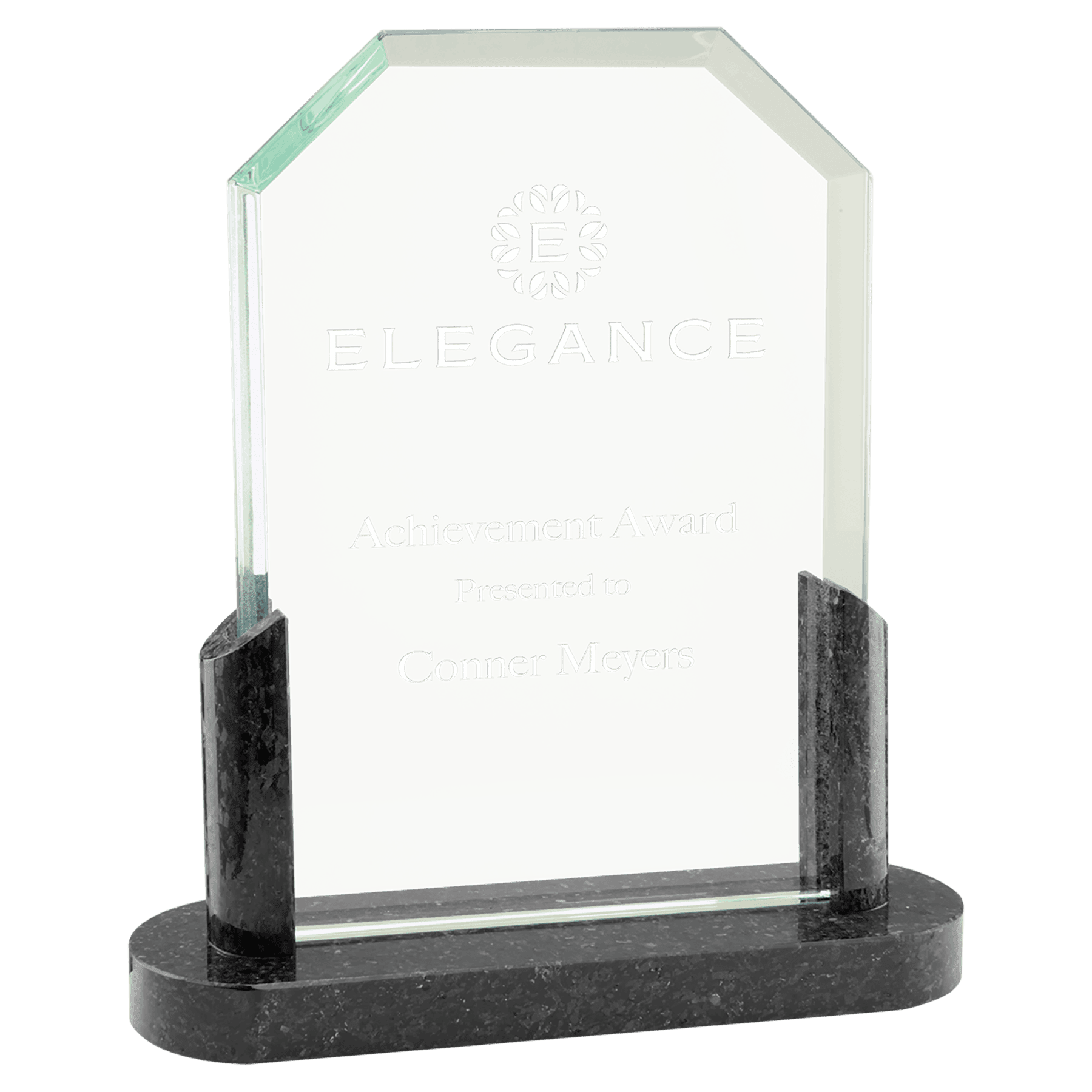 Small Clipped Corners Glass with Black Marble Base