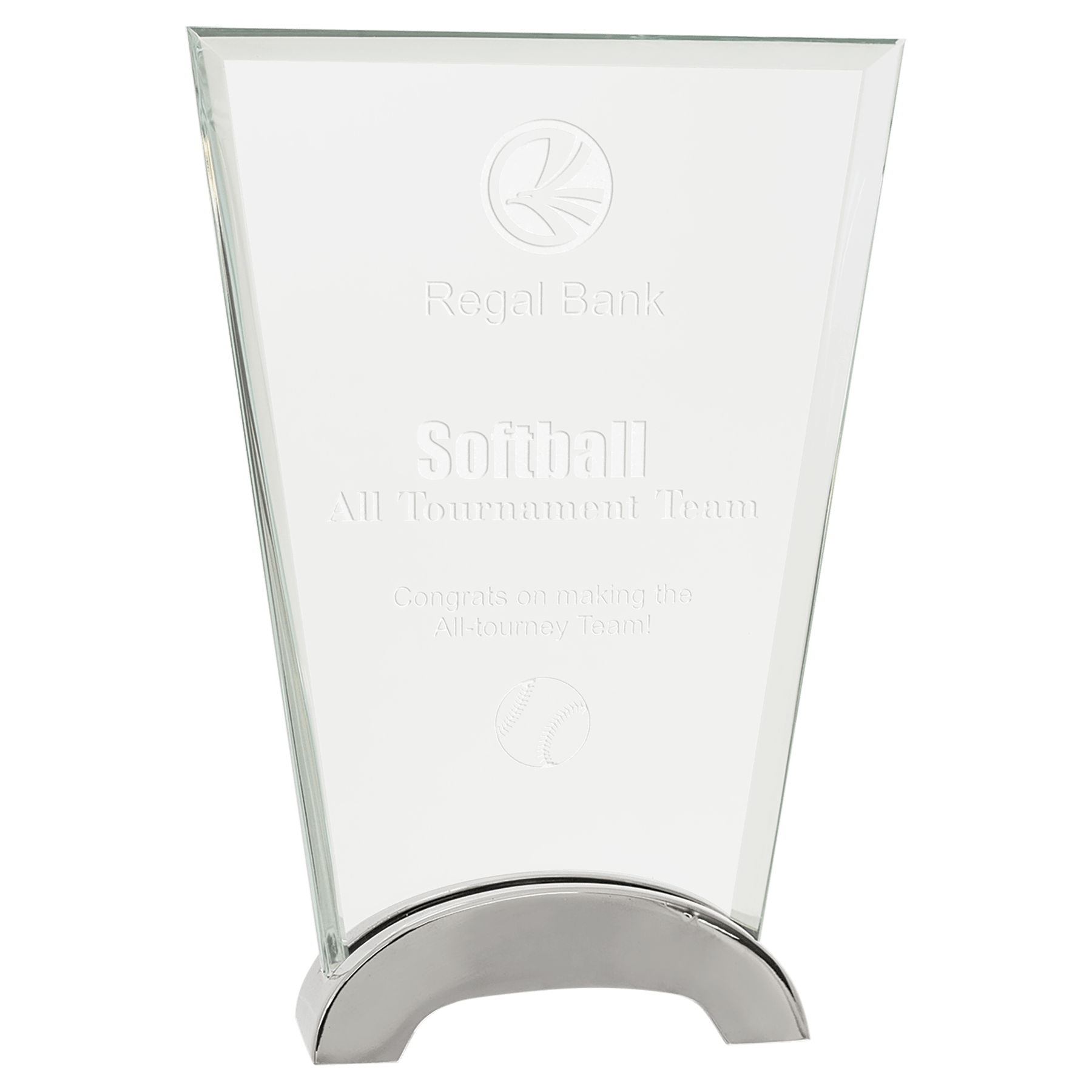 Fan Platinum Glass with Arch Metal Base