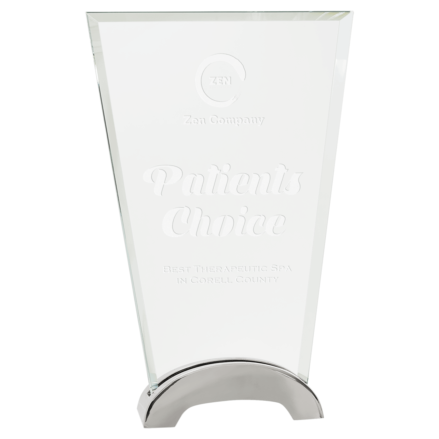 Fan Platinum Glass with Arch Metal Base