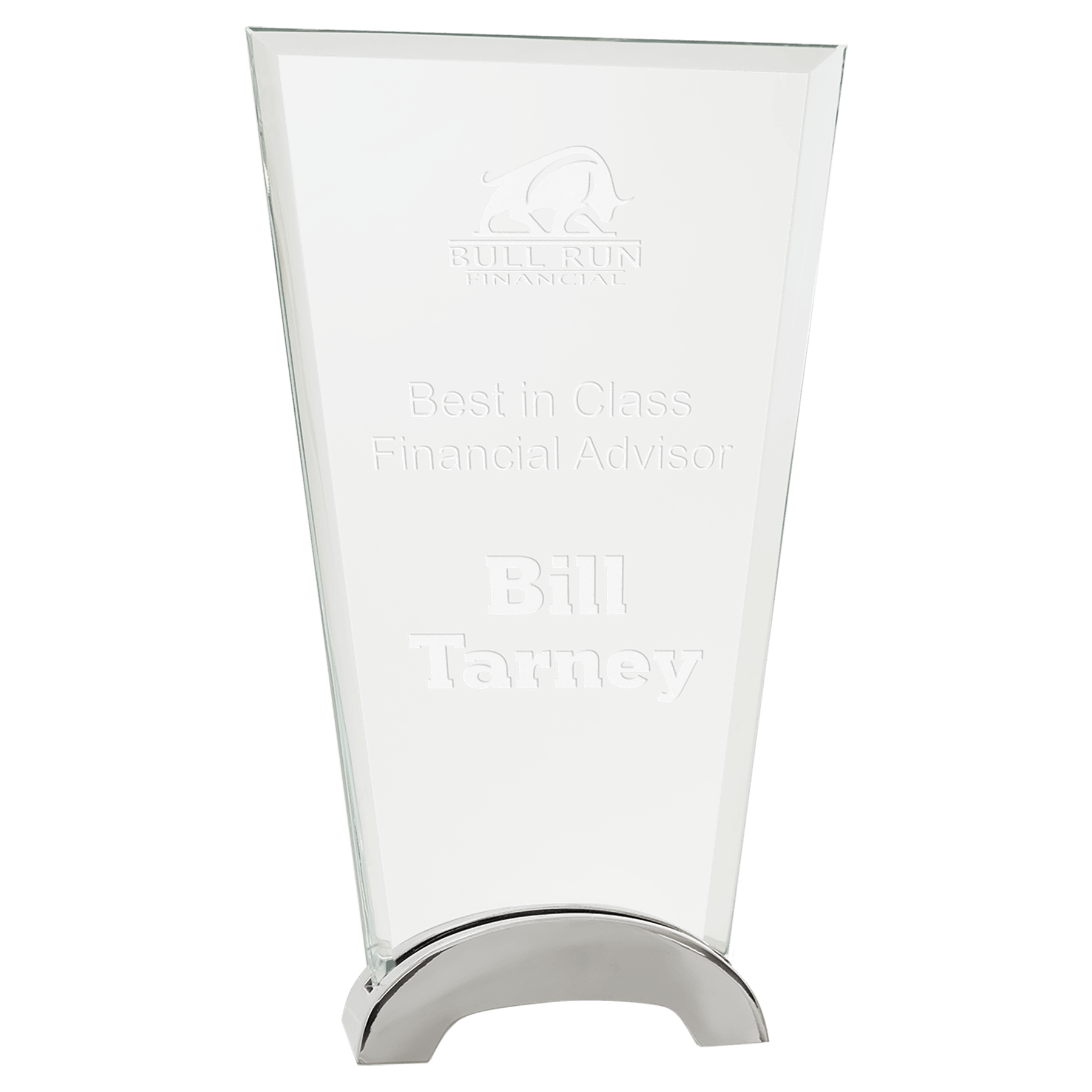 Fan Platinum Glass with Arch Metal Base