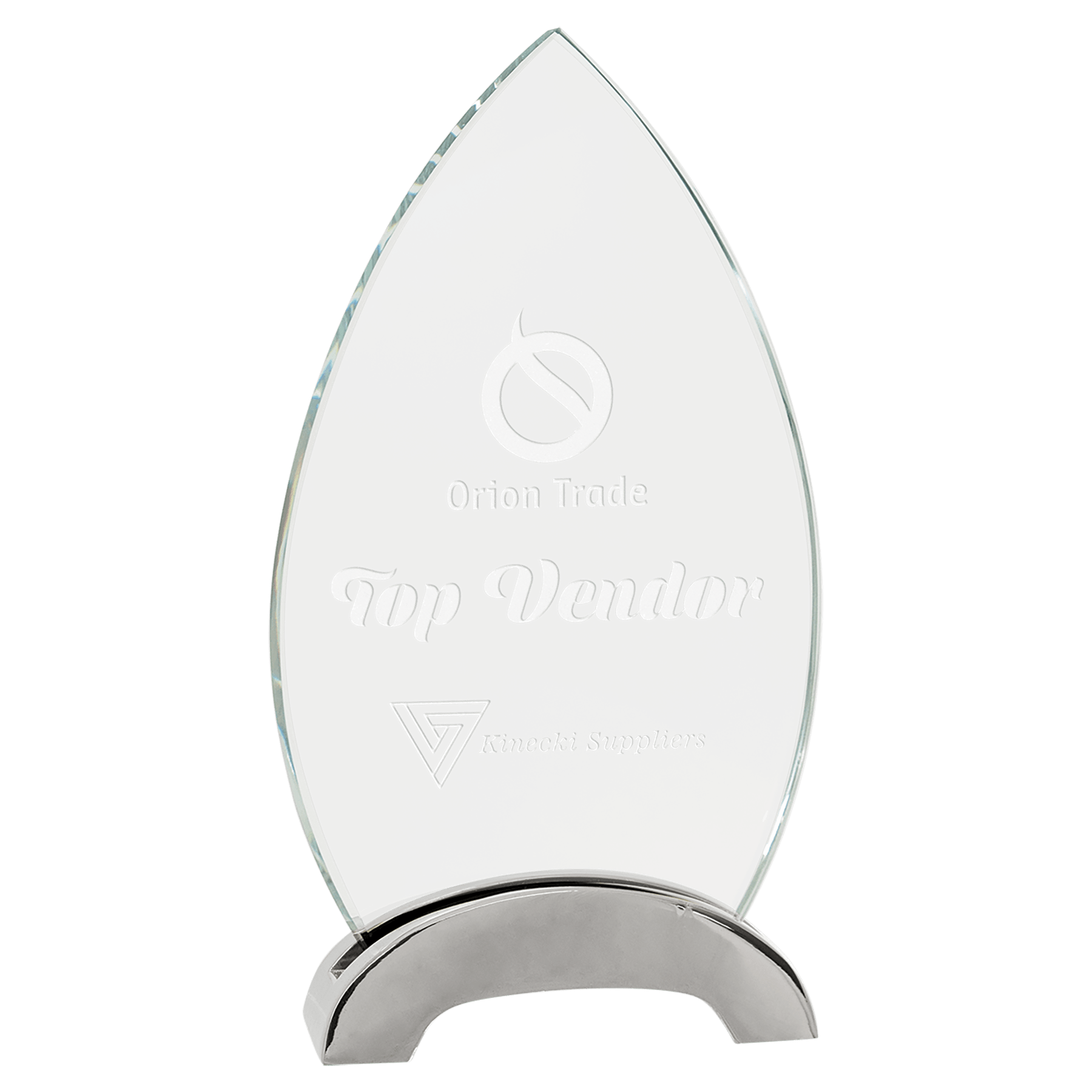 Oval Platinum Glass with Arch Metal Base