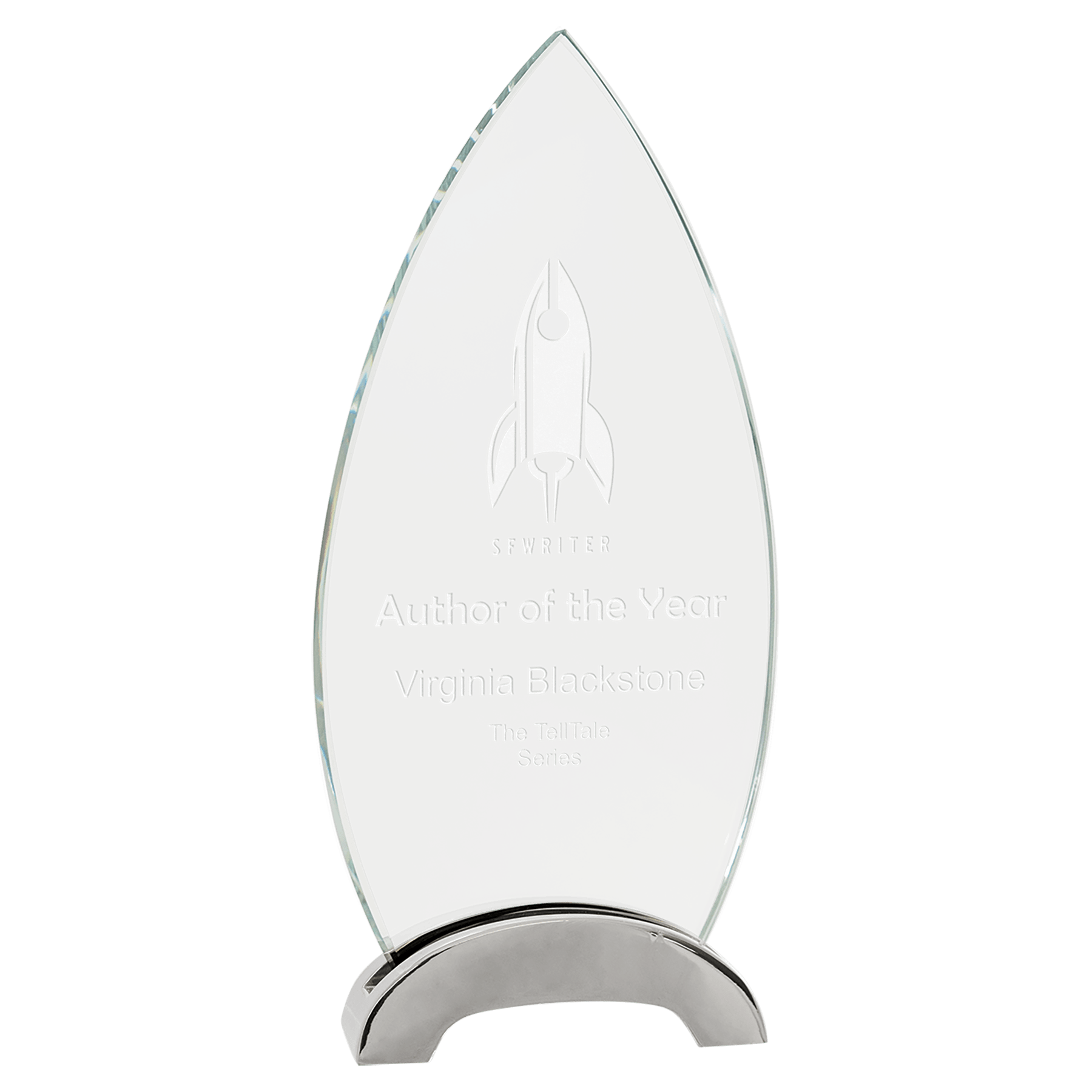 Oval Platinum Glass with Arch Metal Base