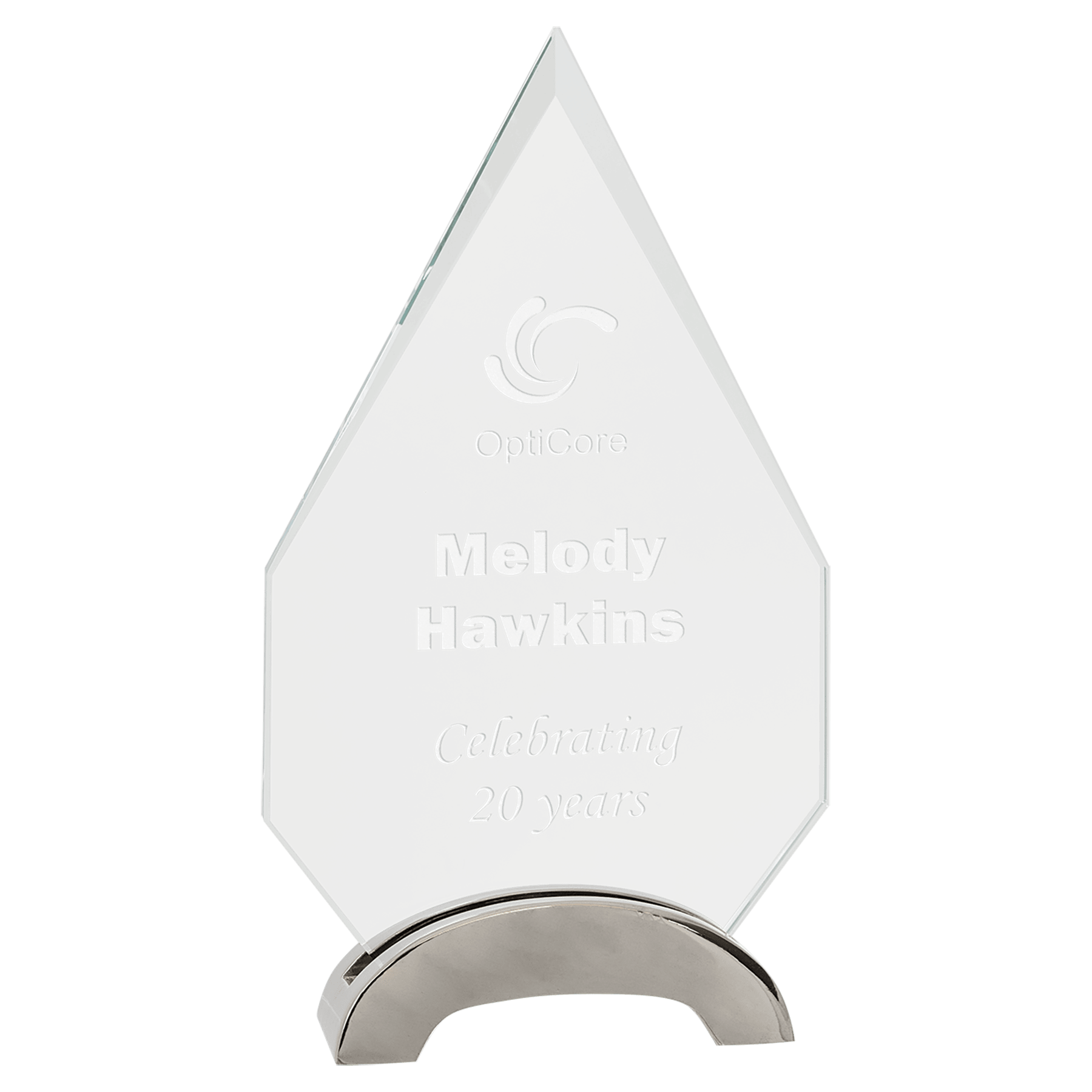 Diamond Platinum Glass with Arch Metal Base