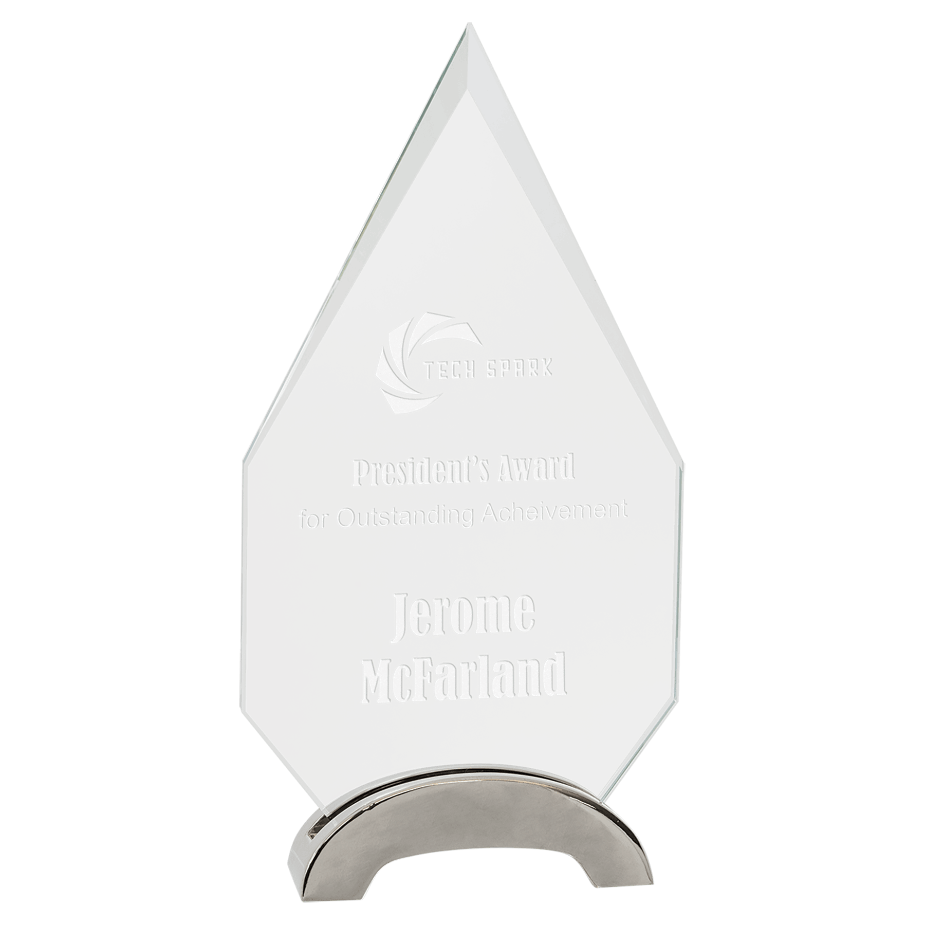 Diamond Platinum Glass with Arch Metal Base