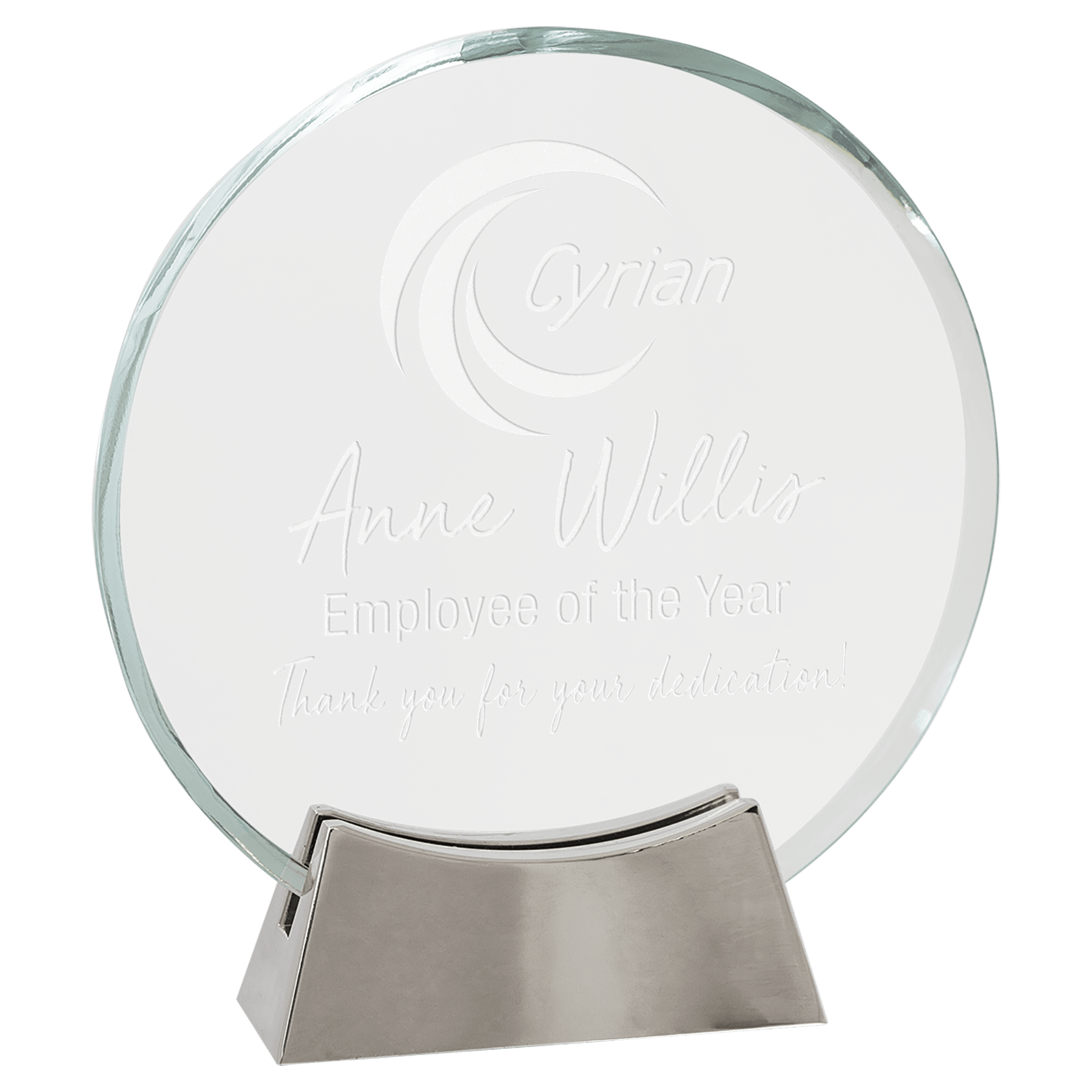 Round Platinum Glass with Full Metal Base