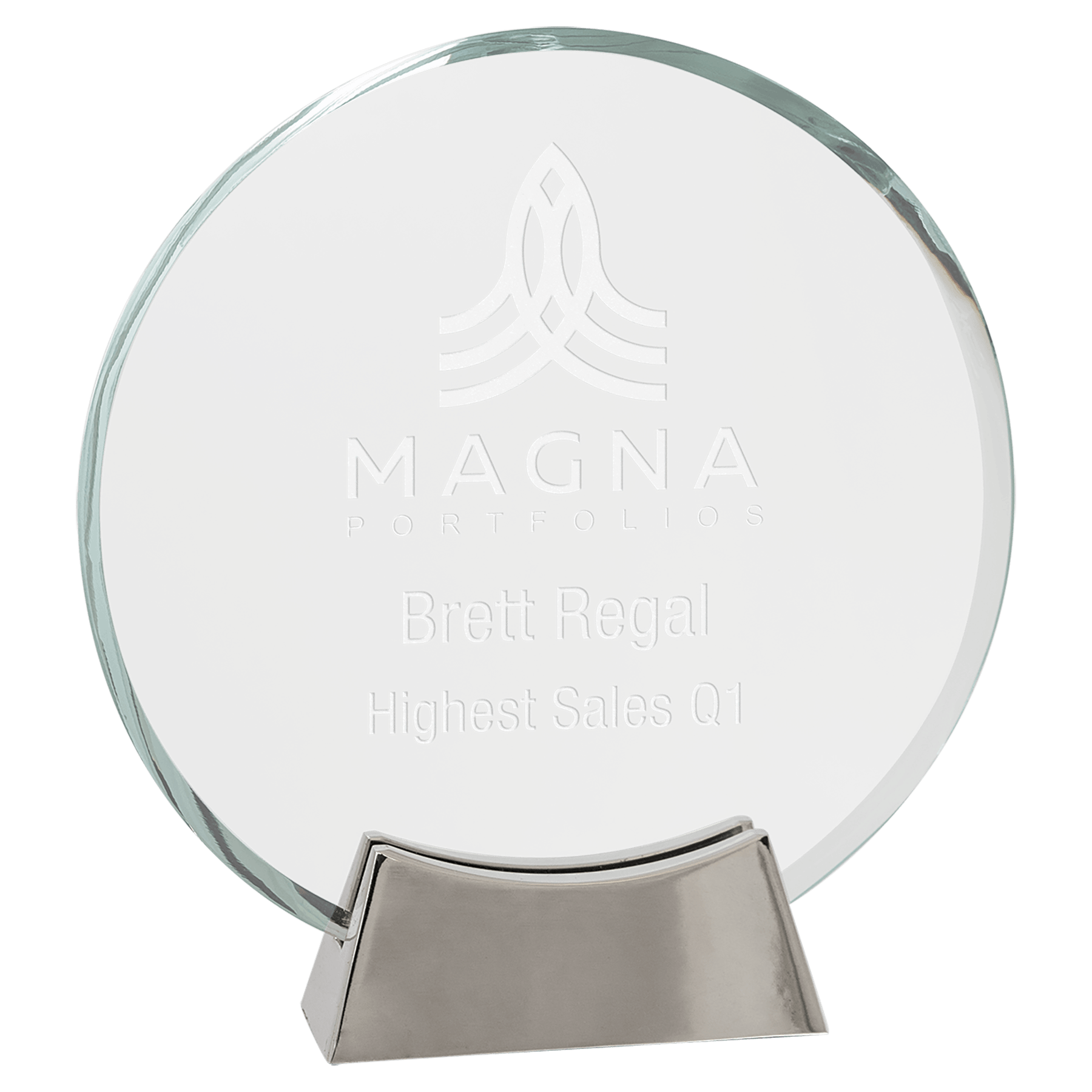 Round Platinum Glass with Full Metal Base