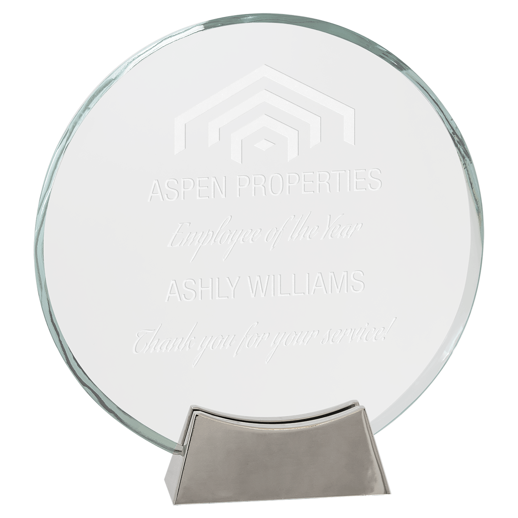 Round Platinum Glass with Full Metal Base