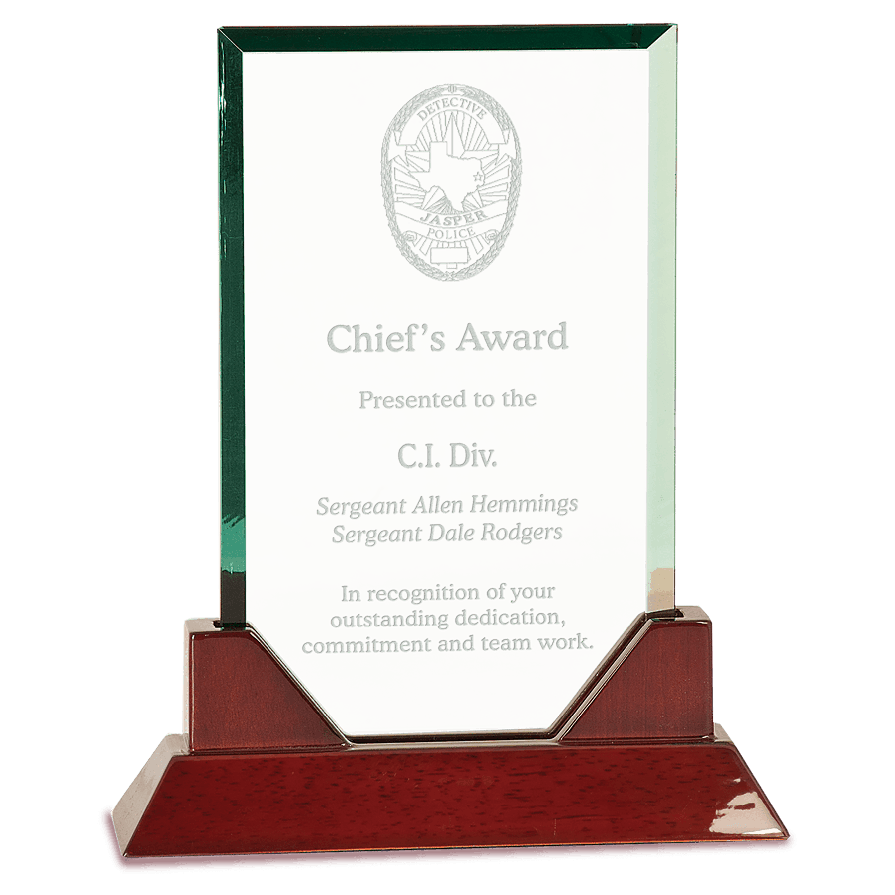 9 3/4" Rectangle Jade Glass on a Rosewood Piano Finish Base