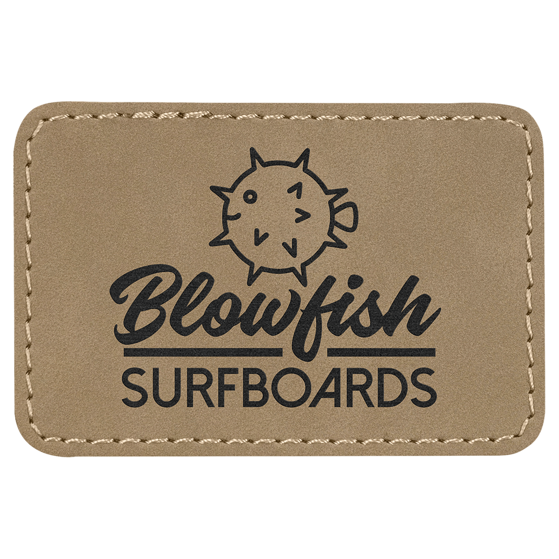 3" x 2" Light Brown Rectangle Laserable Leatherette Patch with Adhesive