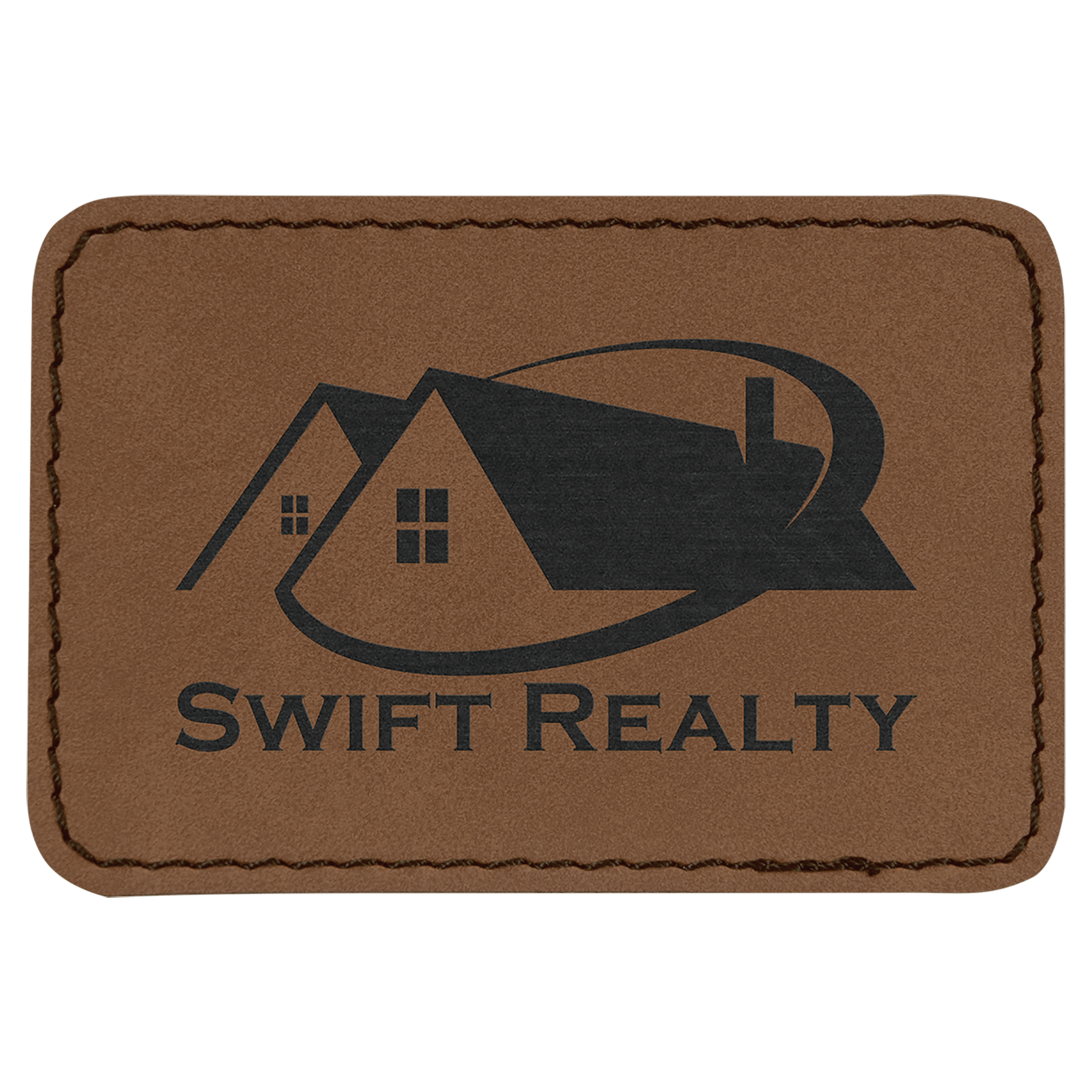 Rectangle Dark Brown Laserable Leatherette Patch with Adhesive