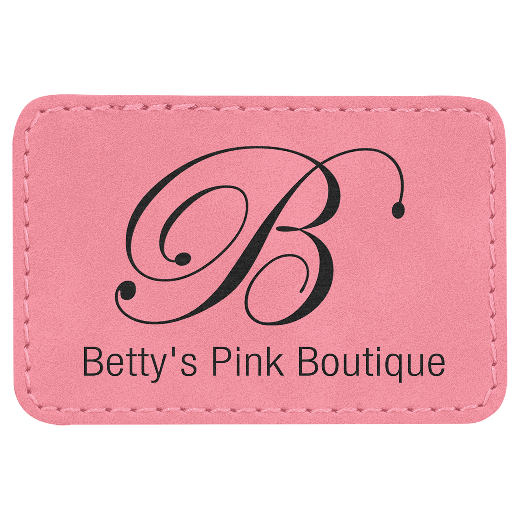 Rectangle Pink Laserable Leatherette Patch with Adhesive